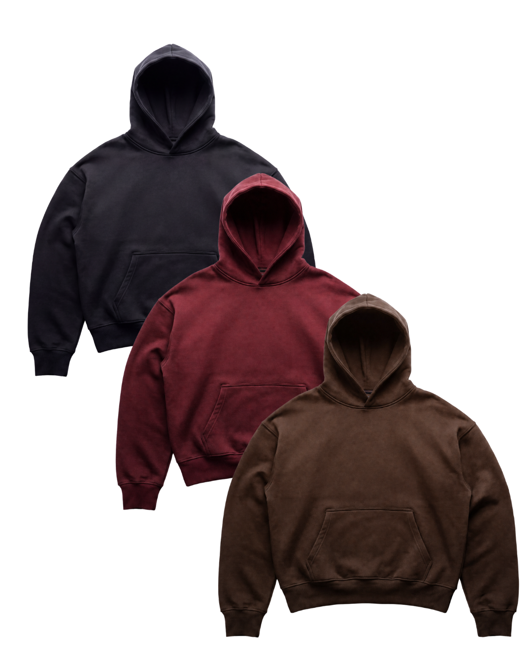 3-Pack, Premium Heavy Boxy 520GSM Organic Hoodies, Ember