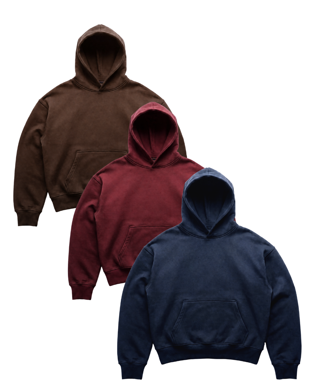 3-Pack, Premium Heavy Boxy 520GSM Organic Hoodies, Dusk