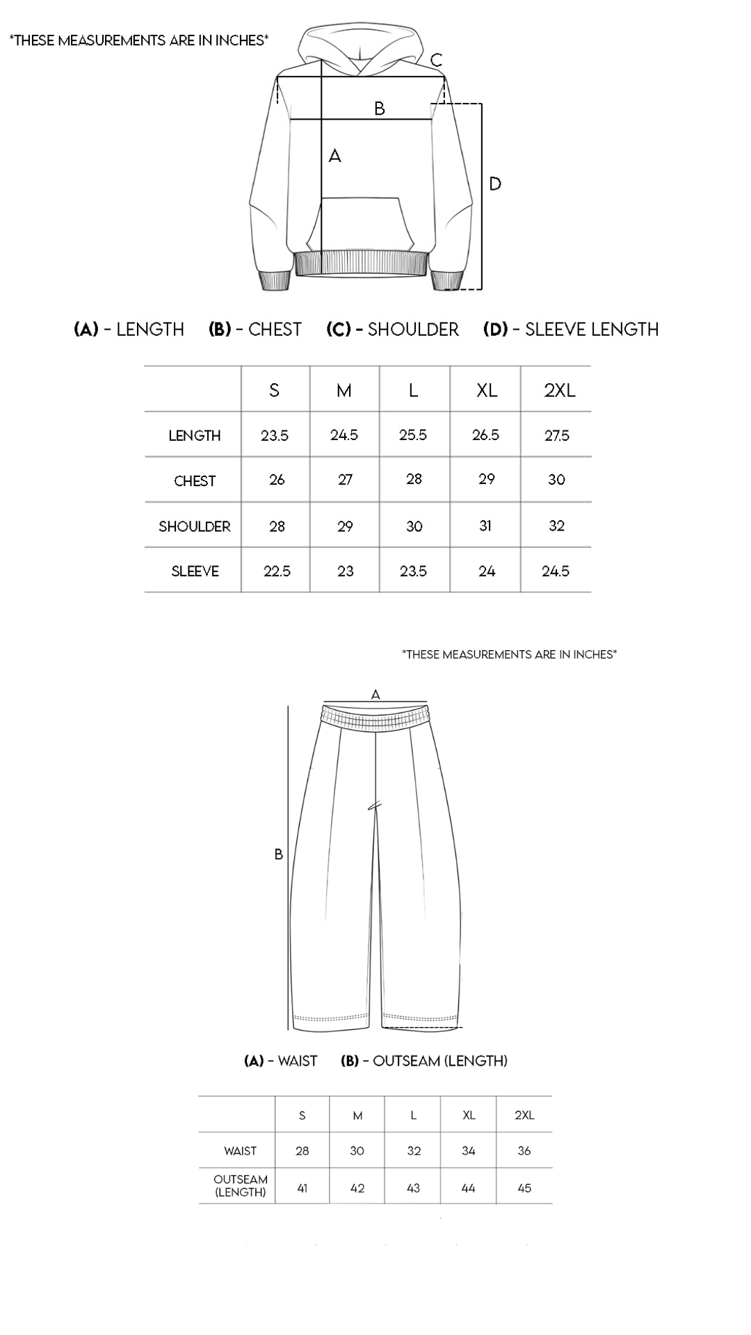 Ultra Heavy 520GSM Organic Hoodie+Baggy Pleat Sweats Volcanic Ash size chart