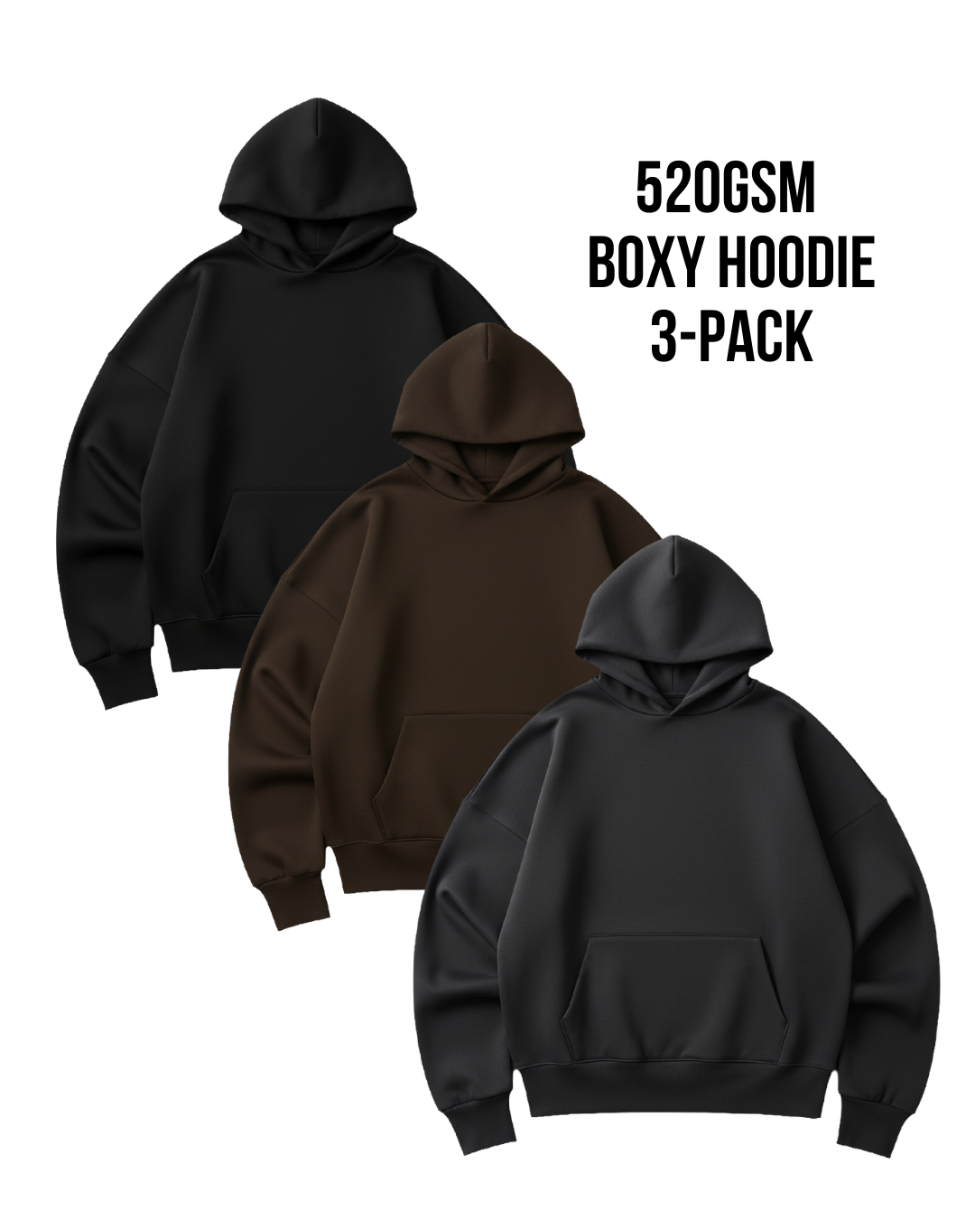 Y27 Ultra Heavy Boxy Hoodies, Industrial, 3-Pack