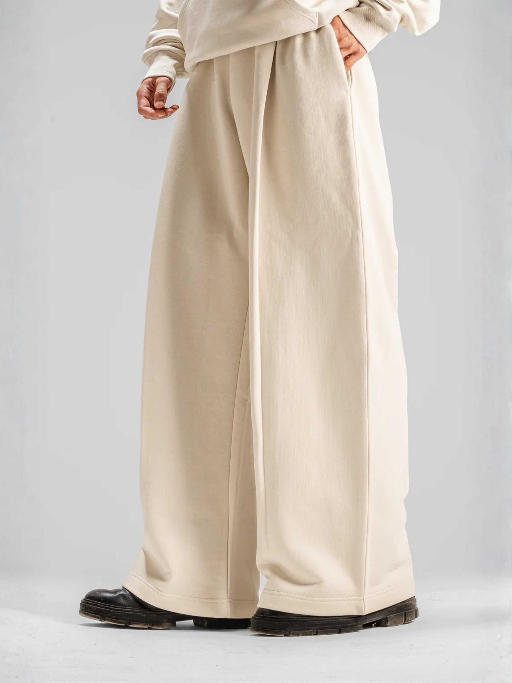 Y33 Pleated Baggy Organic Sweatpants - Bone [Pre-order]