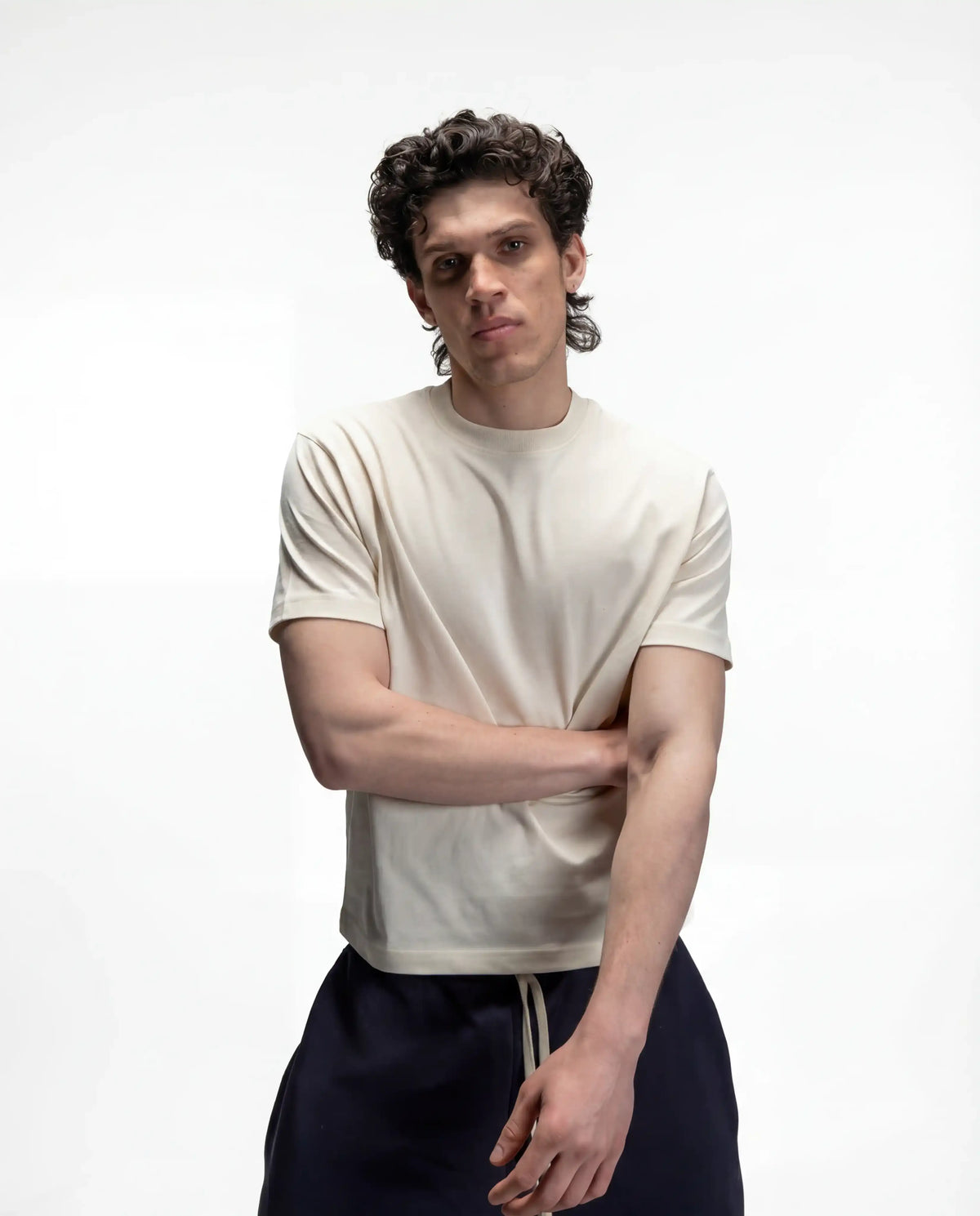 Standard Fit Cropped Tee, 220 GSM Organic Cotton - Artic Wolf