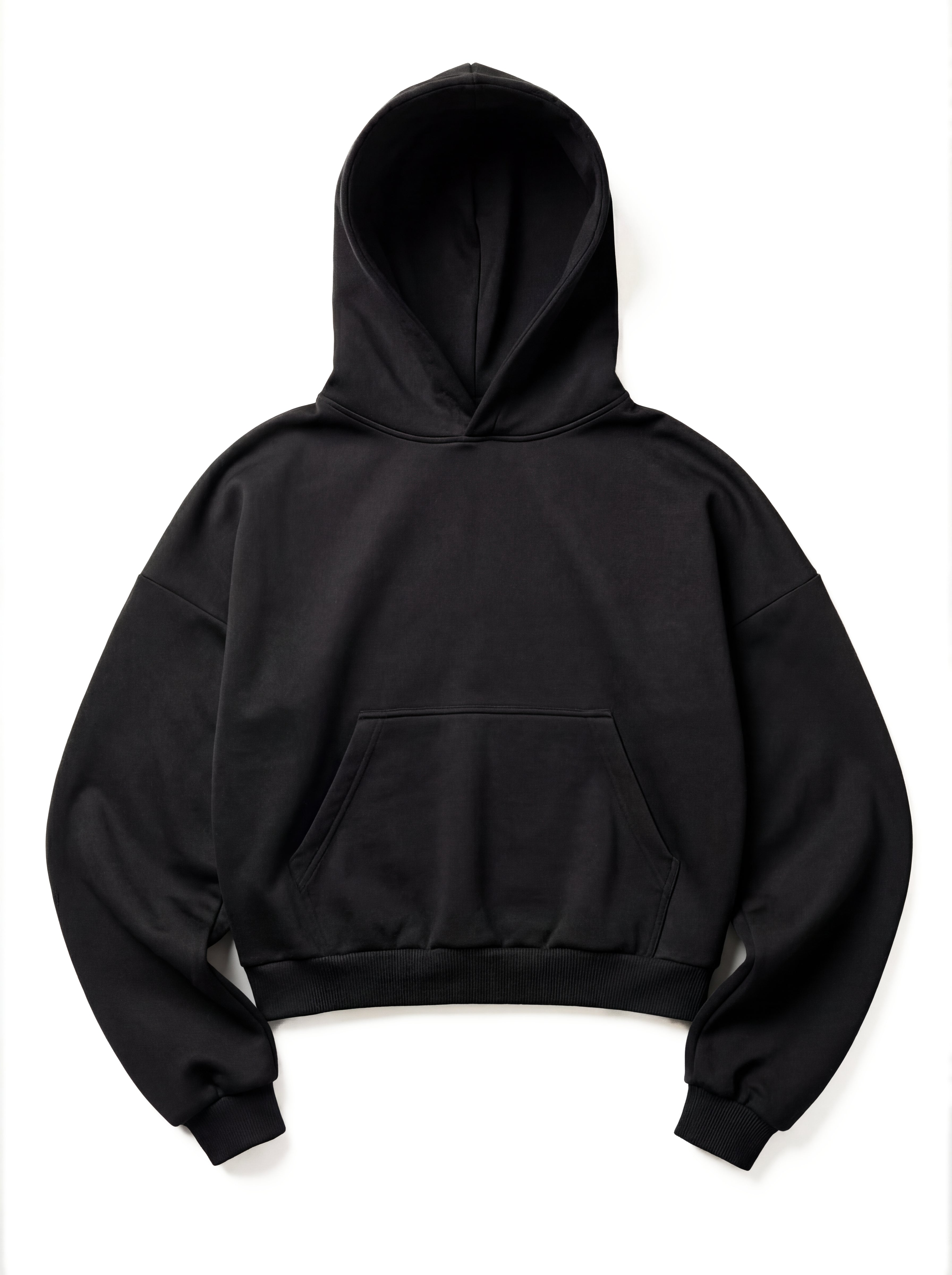 Z25 Athletic Cropped Hoodie, Midnight Black — 530GSM Organic Brushed Jersey Fleece-back [Pre-order, March 23rd]
