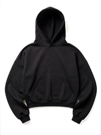 Z25 Athletic Cropped Hoodie, Midnight Black — 530GSM Organic Brushed Jersey Fleece-back [Pre-order, March 23rd]
