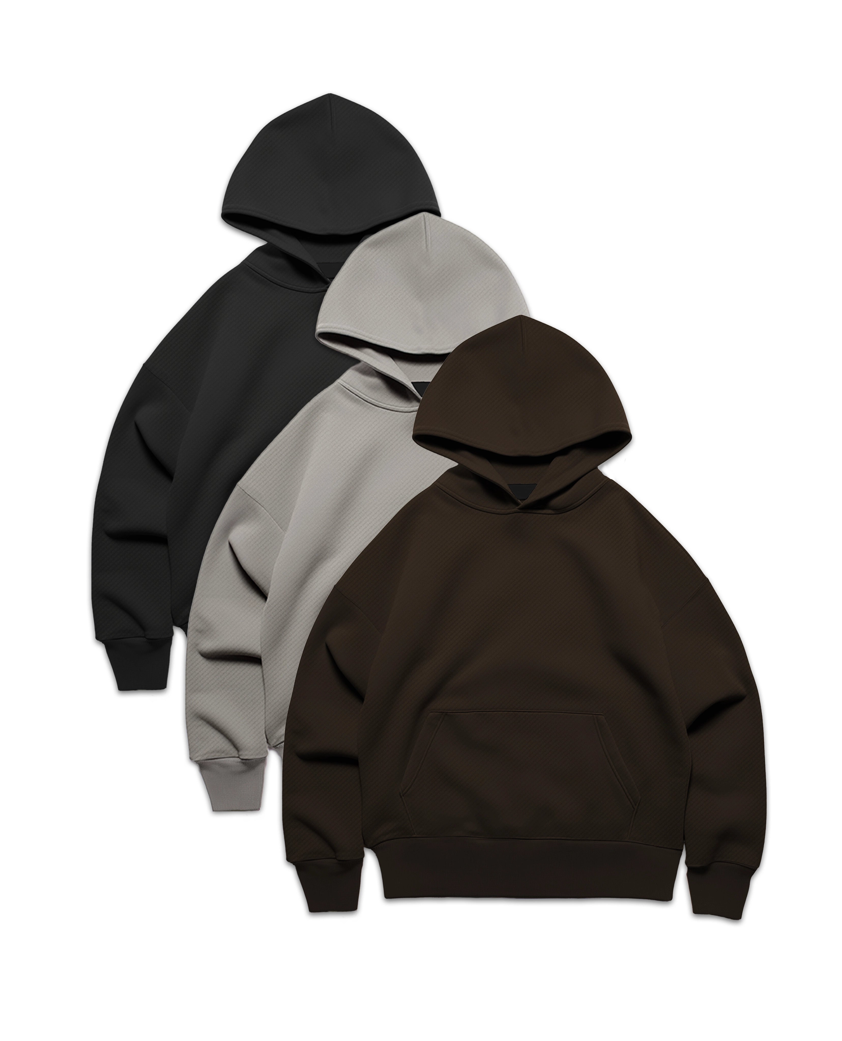 Y27 Ultra Heavy Organic Pull-Overs, Neutral Tones, Hoodie 3-Pack Black, Mocha, Smokey Taupe