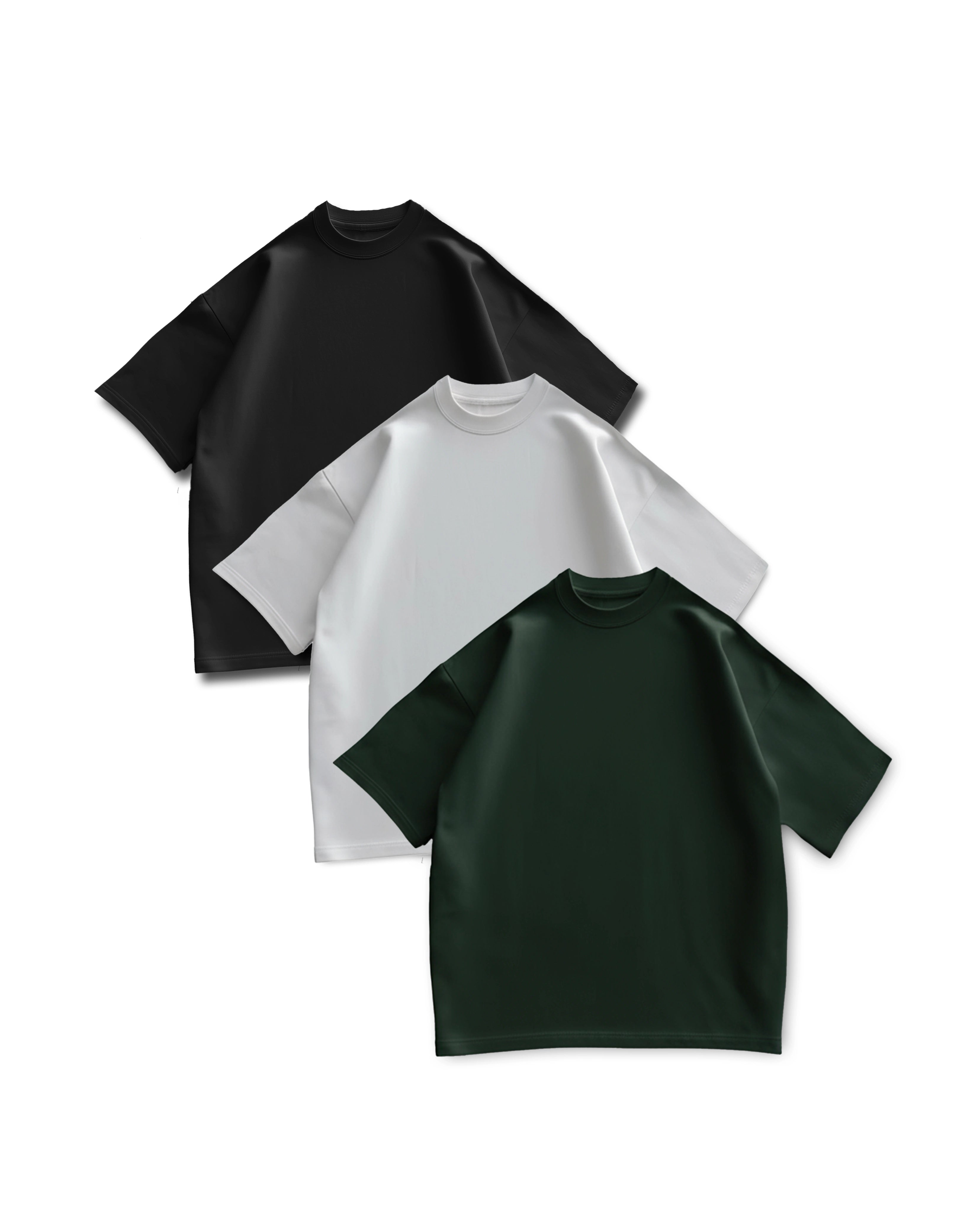 T32 Organic Heavy T-Shirt, Obsidian Grove 3-PACK [Pre-Order] Pine green, White and Black