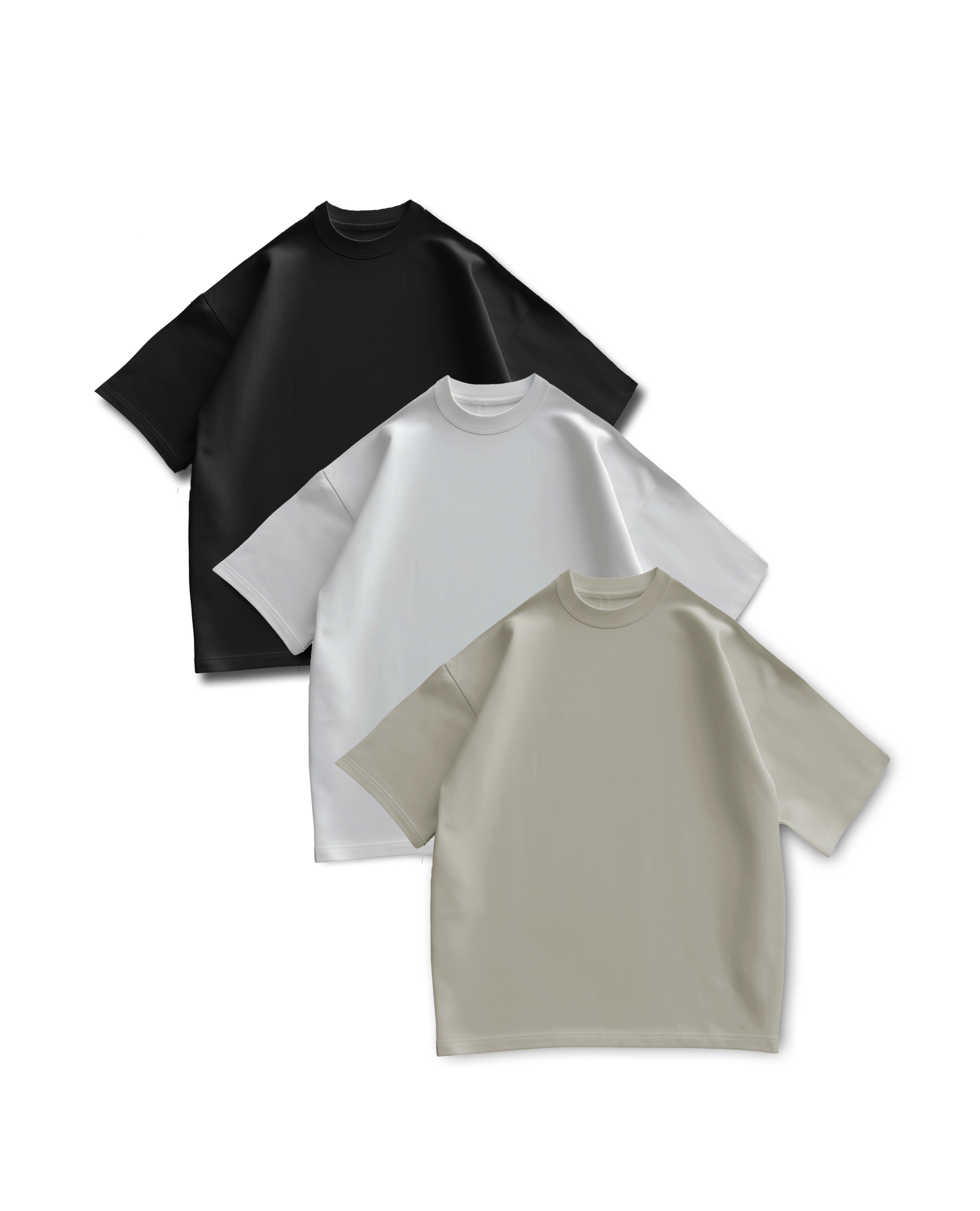 T32 Organic Heavy T-Shirt, Noir Variety 3-PACK [Pre-Order]Black, White and Smokey Taupe