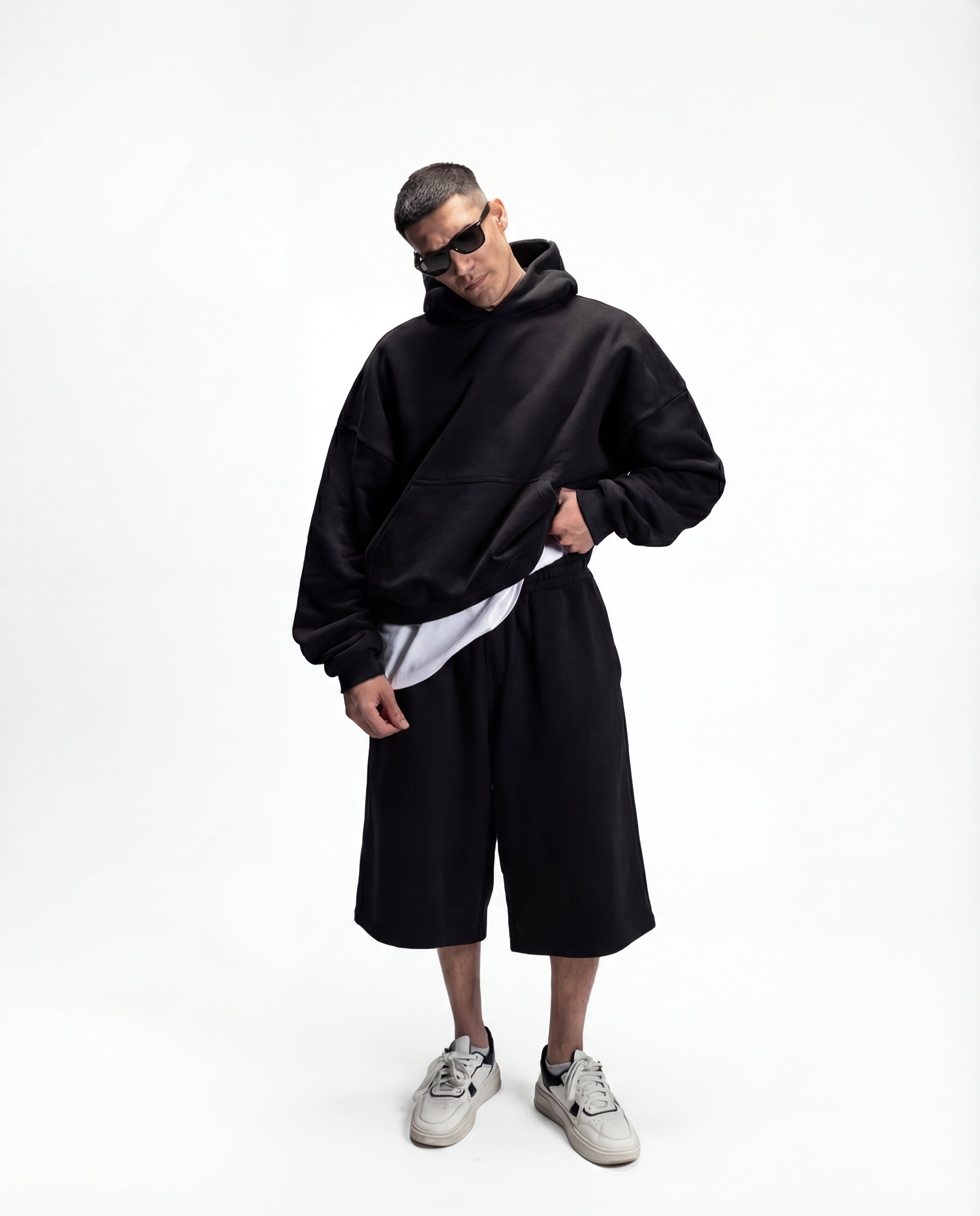 Z24 Athletic Baggy Shorts, Black — 530GSM Organic Fleece-Back Jersey [pre-order, March 23]