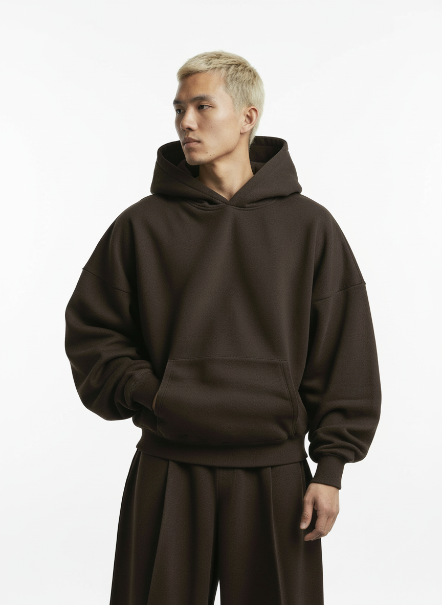 Y27 Ultra Heavy Organic Pull-Over, Cropped & Boxy, Mocha Brown [IN STOCK]