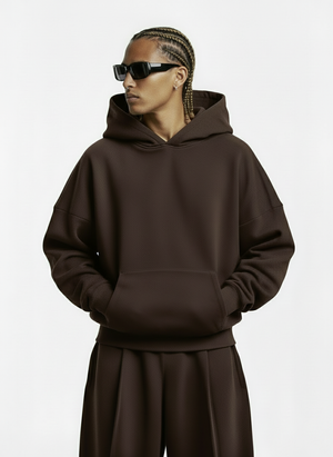 Y27 - Cropped Boxy Organic Hoodie — Mocha [520 GSM] / IN STOCK
