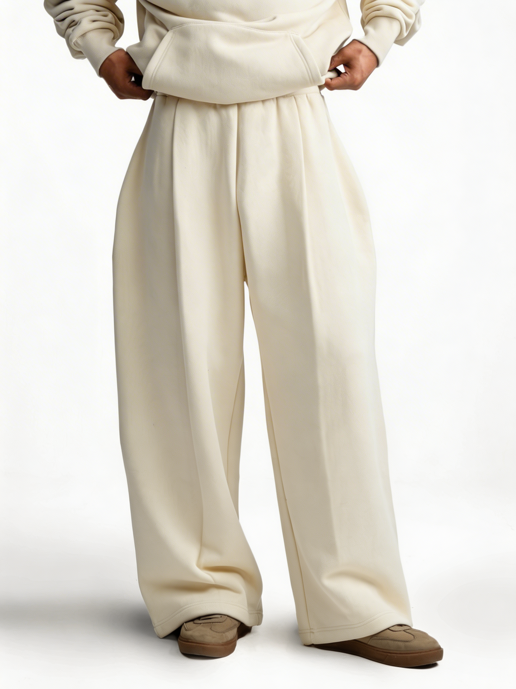 Y33 Designer Pleated Organic Sweatpants — 520GSM, Baggy Oversized, Artic Wolf [Pre-order]