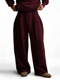Y33 Designer Pleated Organic Sweatpants — 520GSM, Baggy Oversized, Maroon