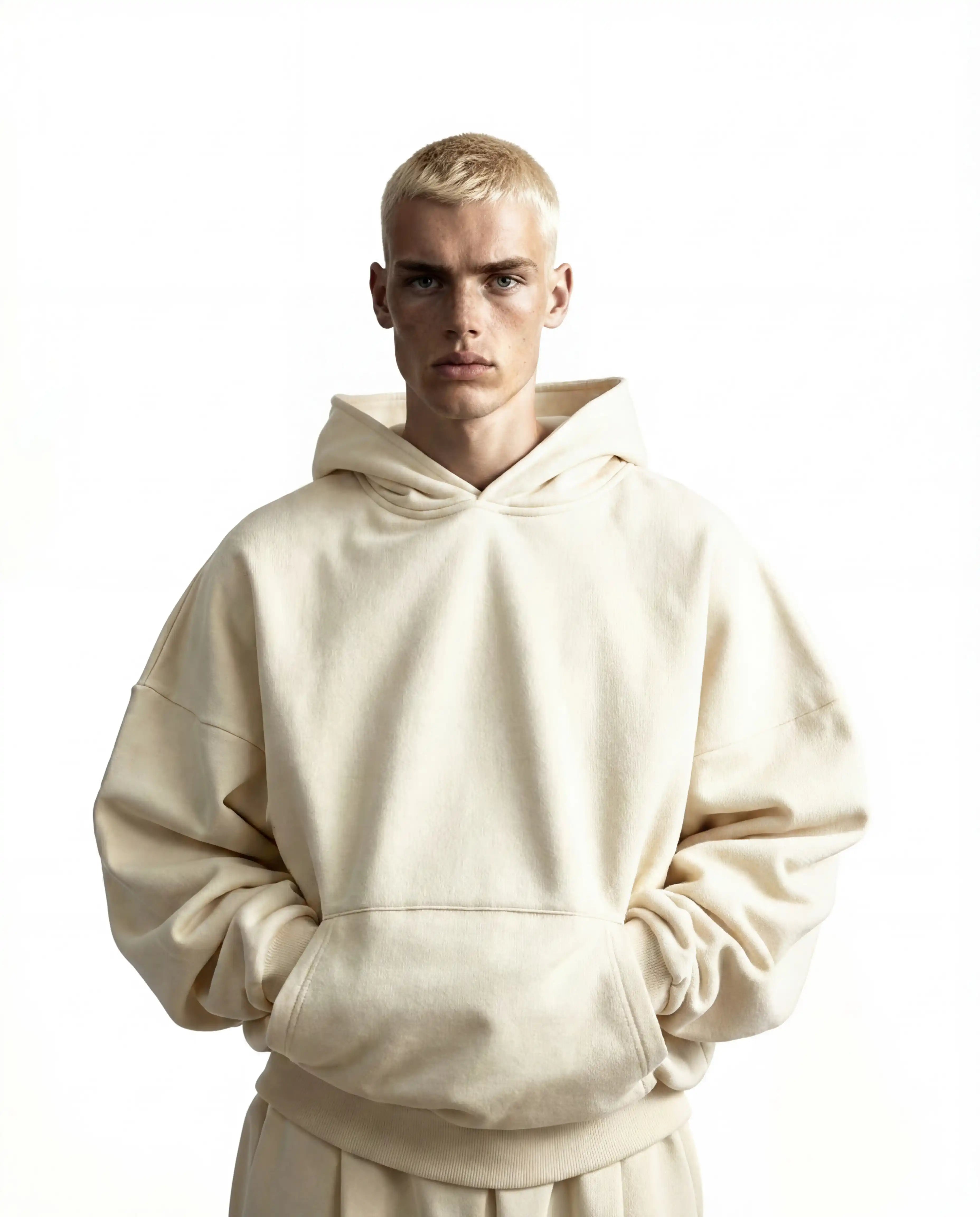Ultra Heavy 520GSM GOTS Organic Hoodie+Baggy Pleat Sweats Artic Wolf