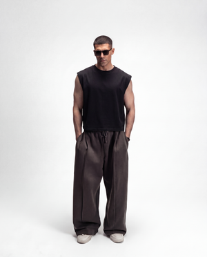 S22 Cropped Sleeveless Shirt Unisex — 220 GSM Organic Cotton - Black