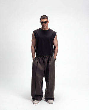S22 Cropped Sleeveless Shirt Unisex — 220 GSM Organic Cotton - Black