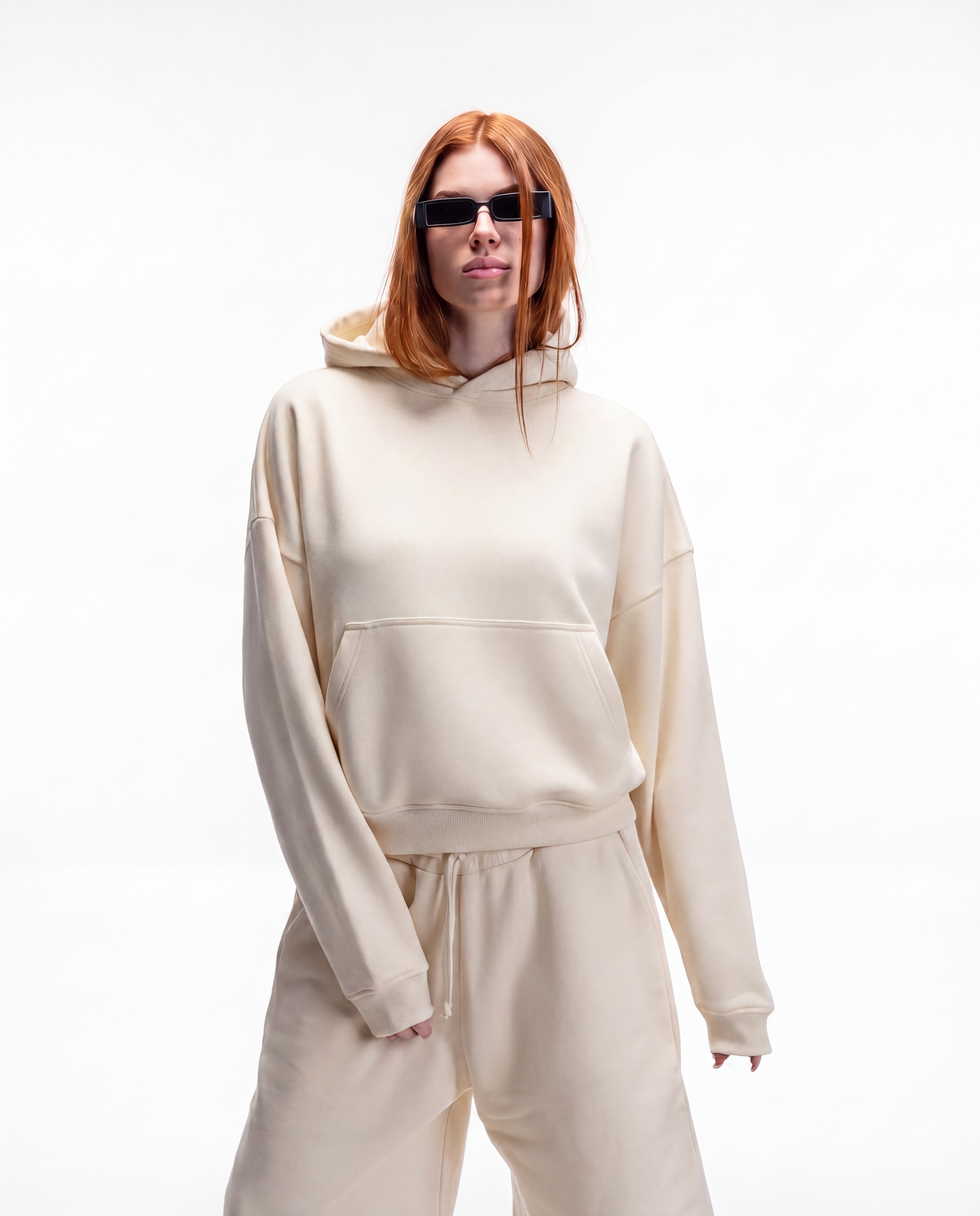 Z25 Cropped Hoodie, Arctic Wolf — 530GSM Organic Jersey Fleece-back