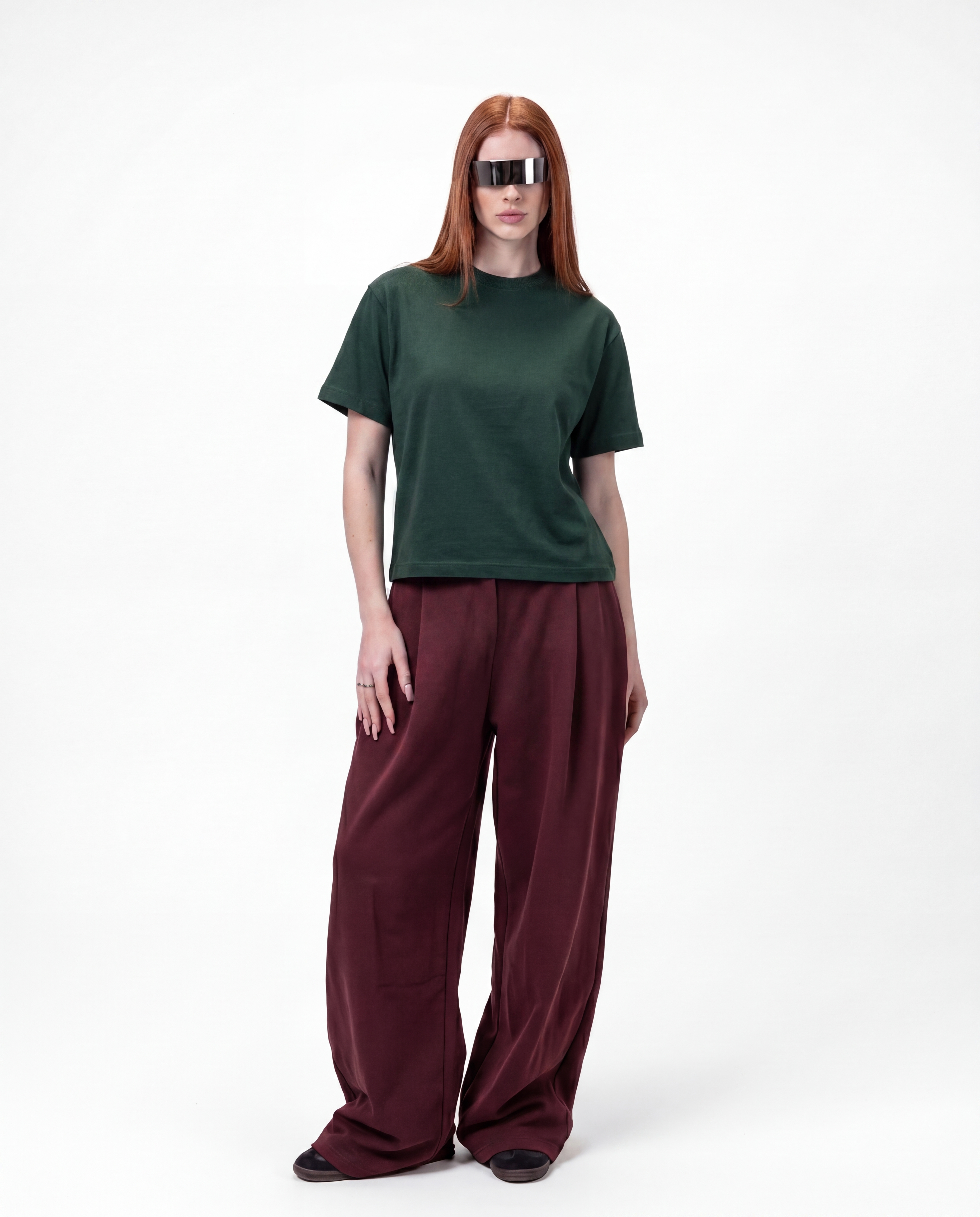 S32 Standard Fit Cropped T-Shirt — 220 GSM Organic Cotton - Pine Green