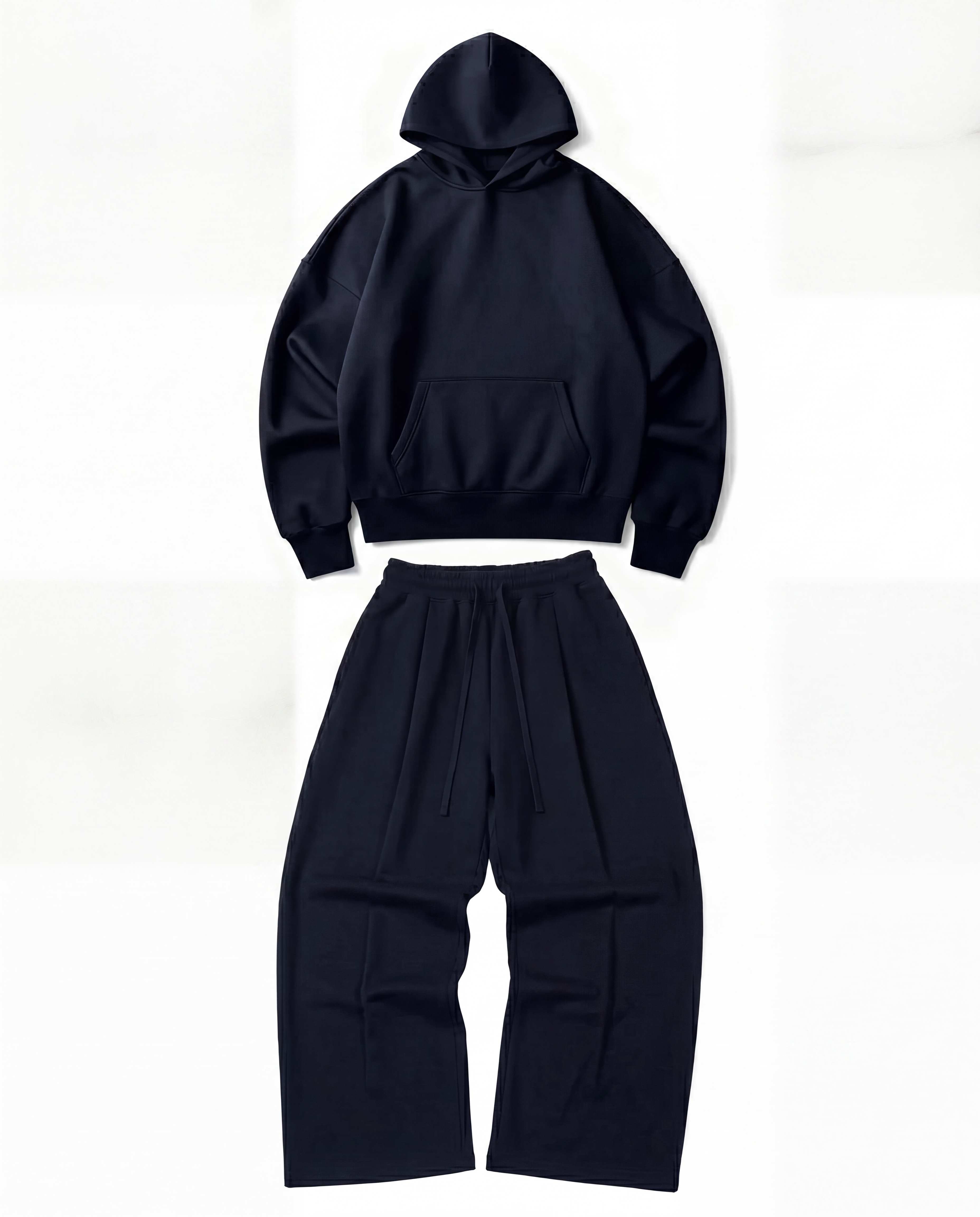 Ultra Heavy 520GSM GOTS Organic Hoodie+Baggy Pleat Sweats Deep Navy