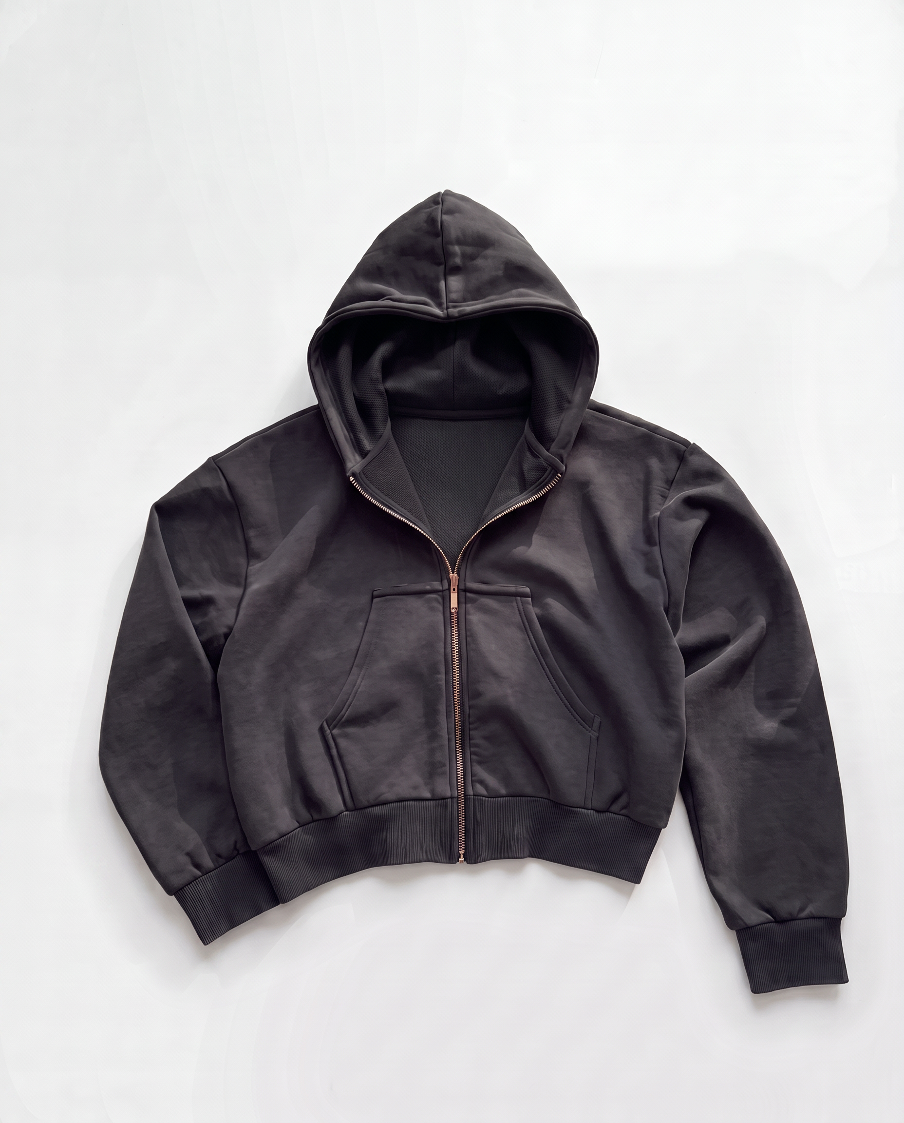 Heavy Pima Fleece Cropped Zip - Phantom   (PREORDER)
