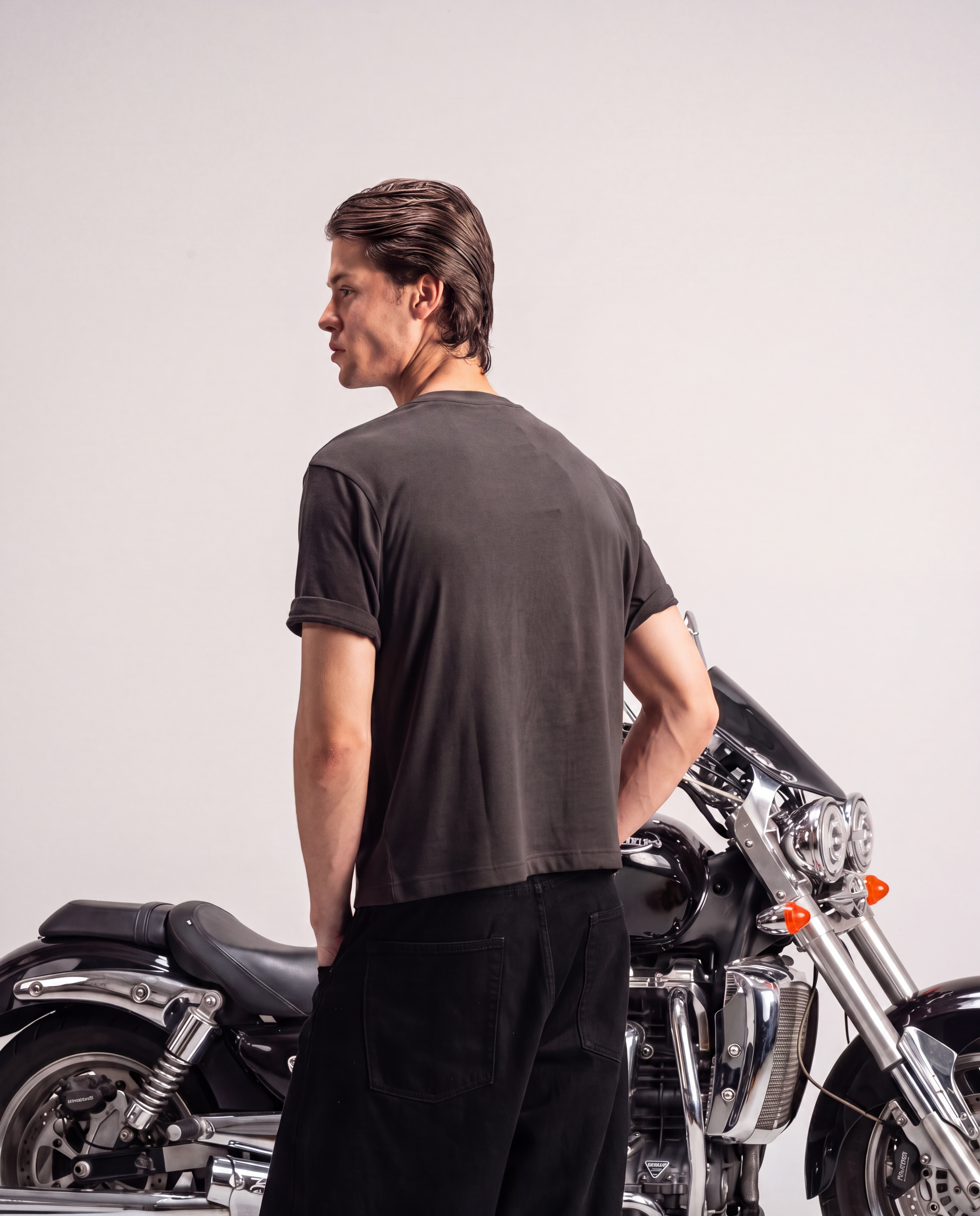 Standard Cropped Tee, 220 GSM Organic Cotton - Anthracite [Pre-Order]