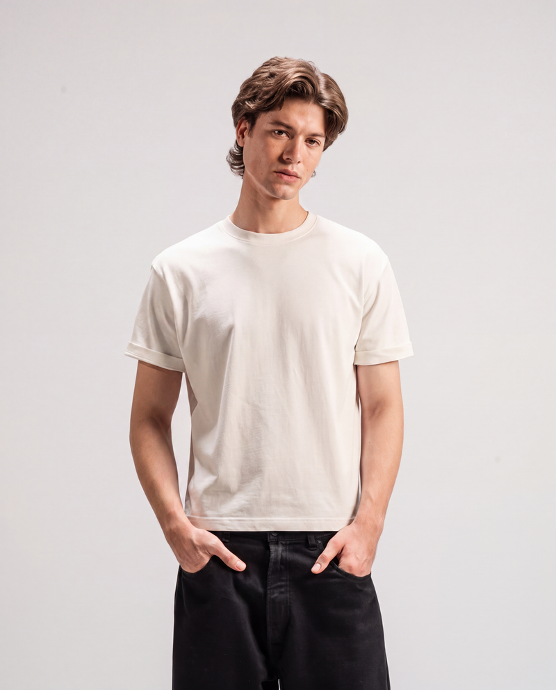 Standard Cropped Tee, 240 GSM Organic Cotton - Bone [Pre-Order]