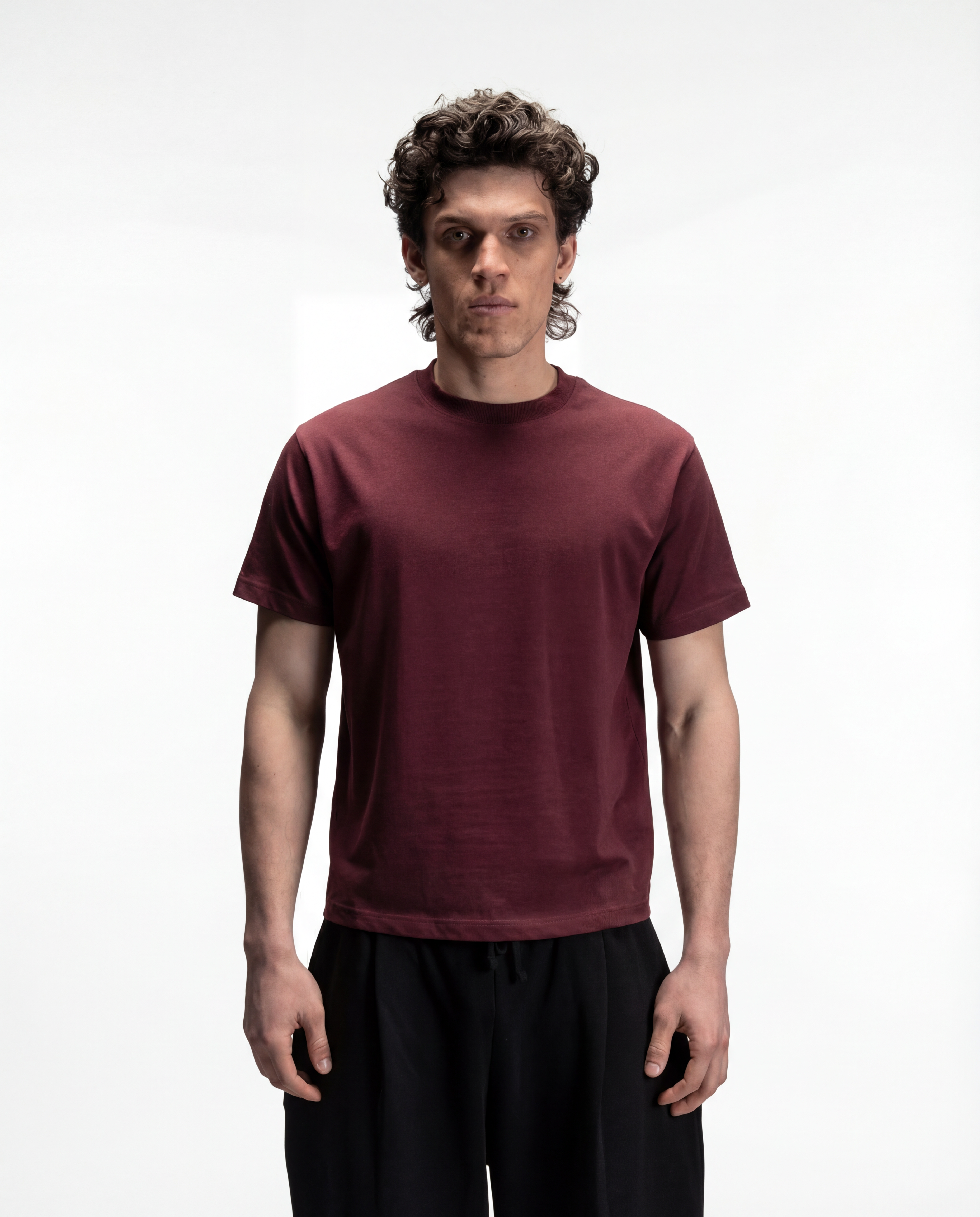 S32 Standard Fit Cropped T-Shirt — 220 GSM Organic Cotton - Maroon