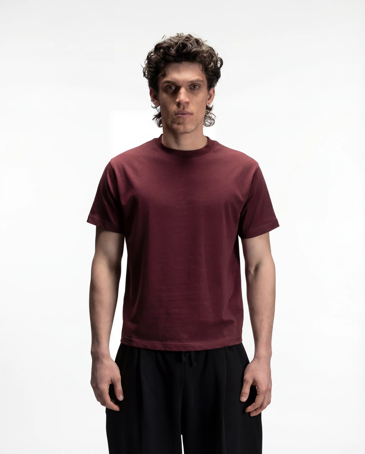 S32 Standard Cropped Tee, 240 GSM Organic Cotton - Maroon
