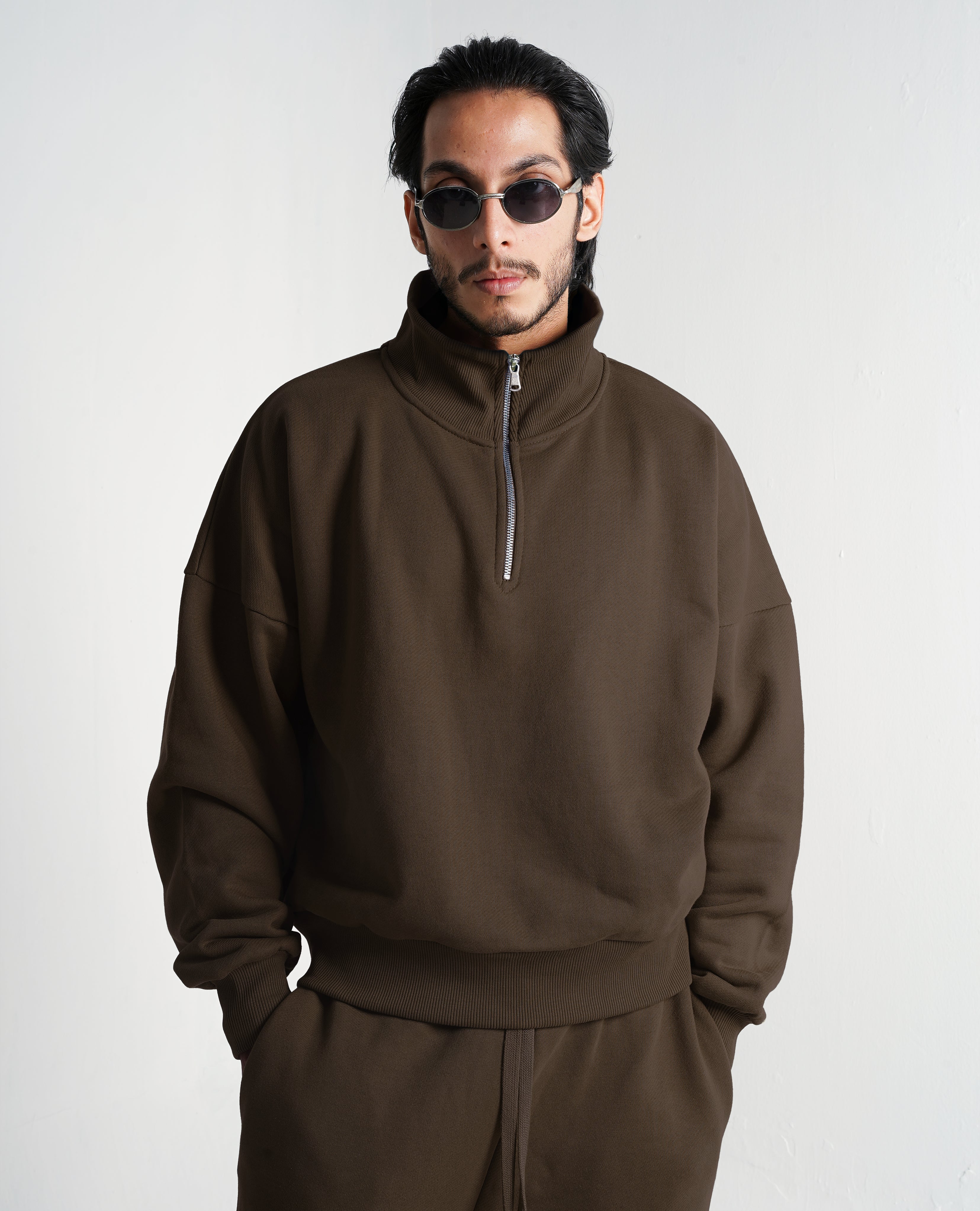 Y28 Ultra Heavy Organic Quarter Zip, Mocha Brown [Pre-Order Ships Feb 10th]