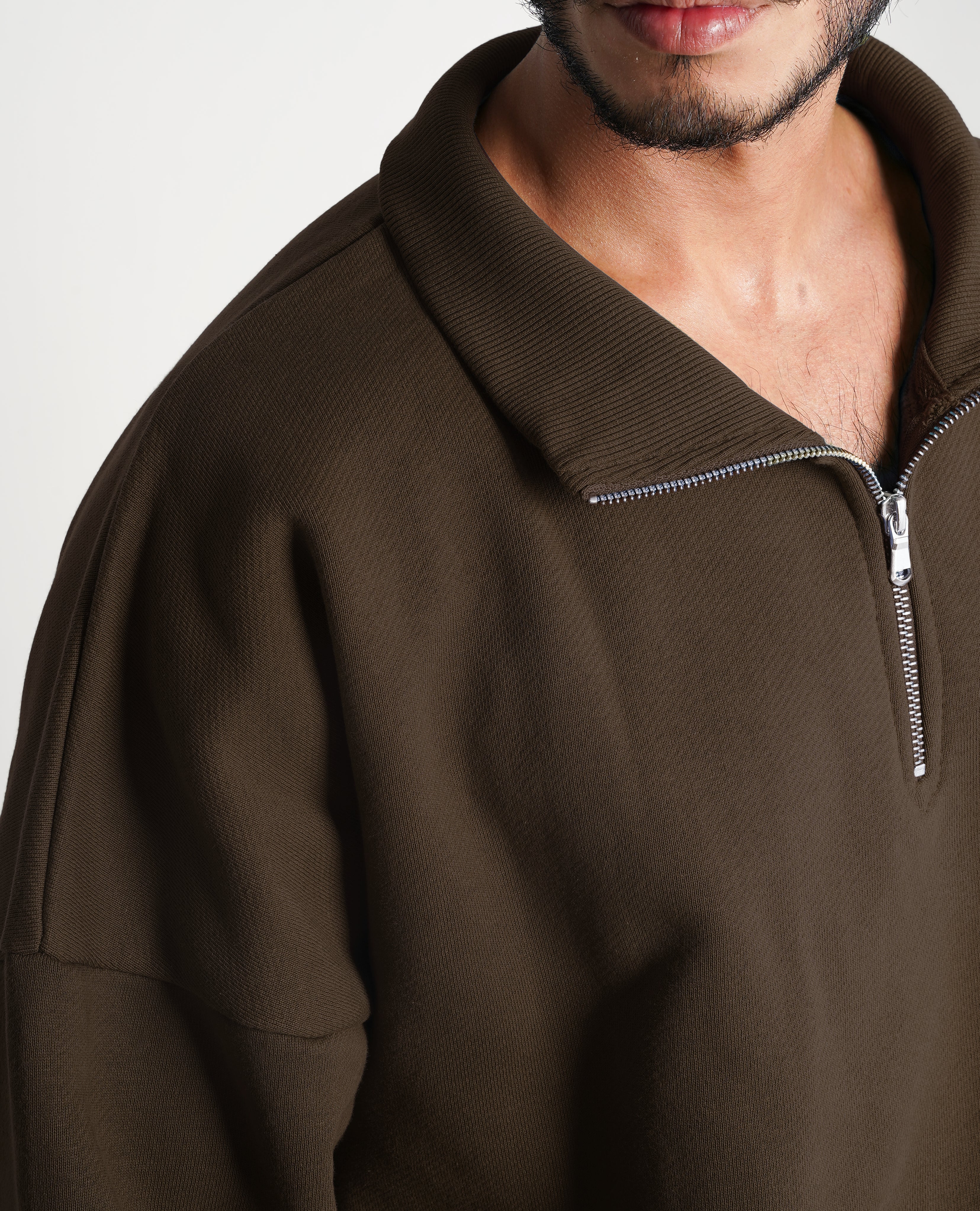 Y28 Ultra Heavy Organic Quarter Zip, Mocha Brown [Pre-Order Ships Feb 10th]