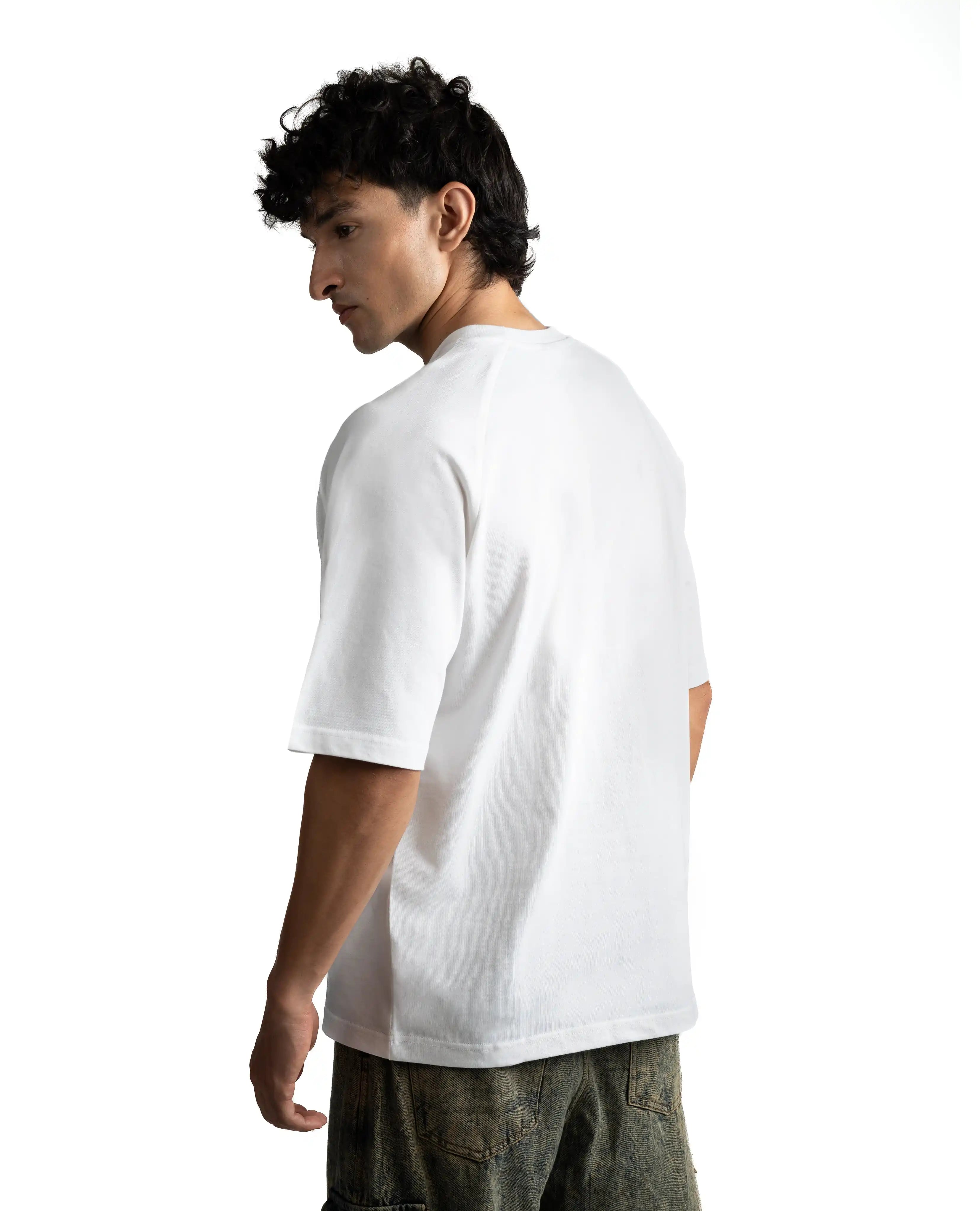 R32 Premium 220GSM Organic Cotton Raglan Tee – White