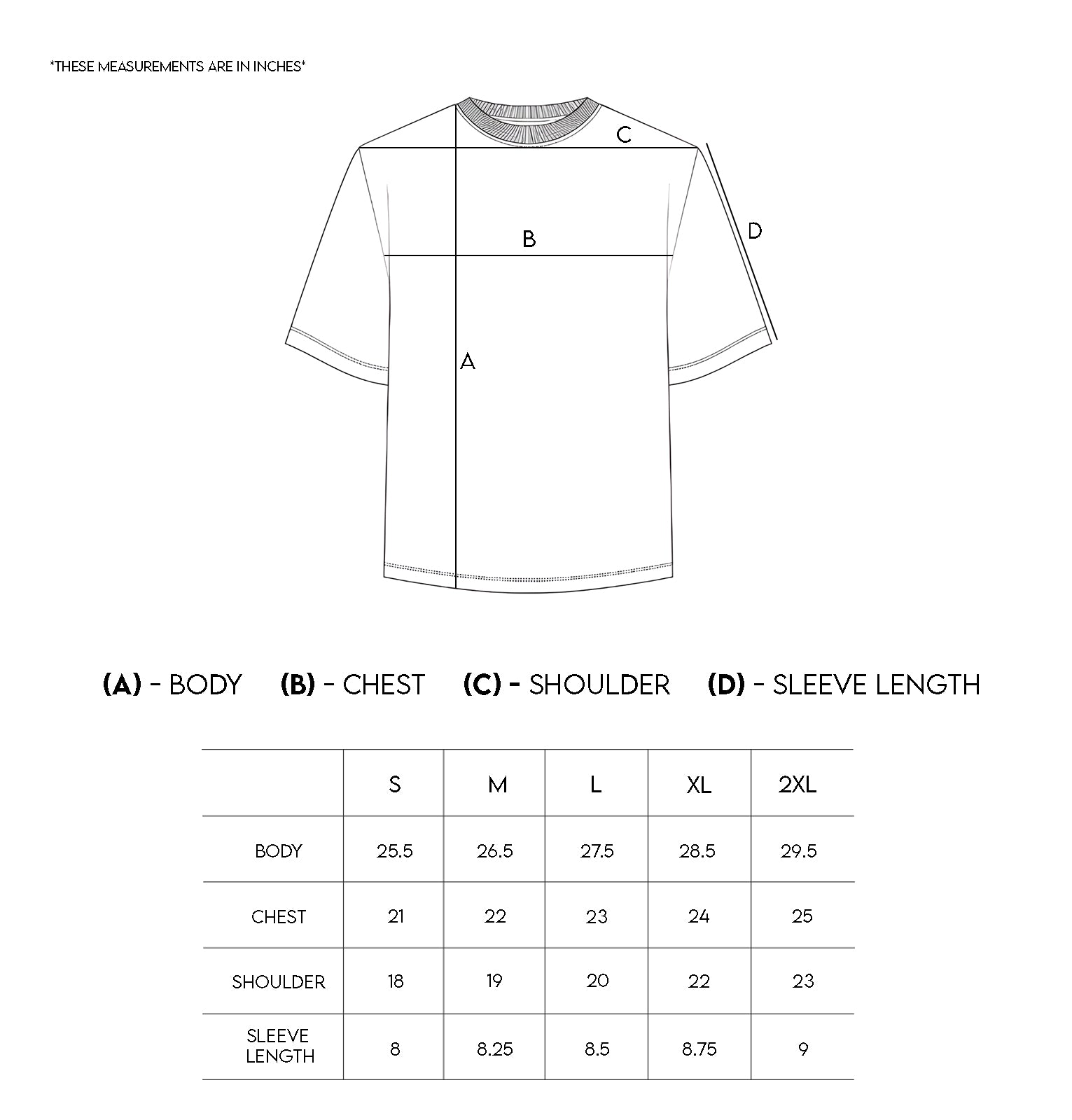 Standard Cropped Tee, 220 GSM Organic Cotton - Poseidon [pre-order] size chart