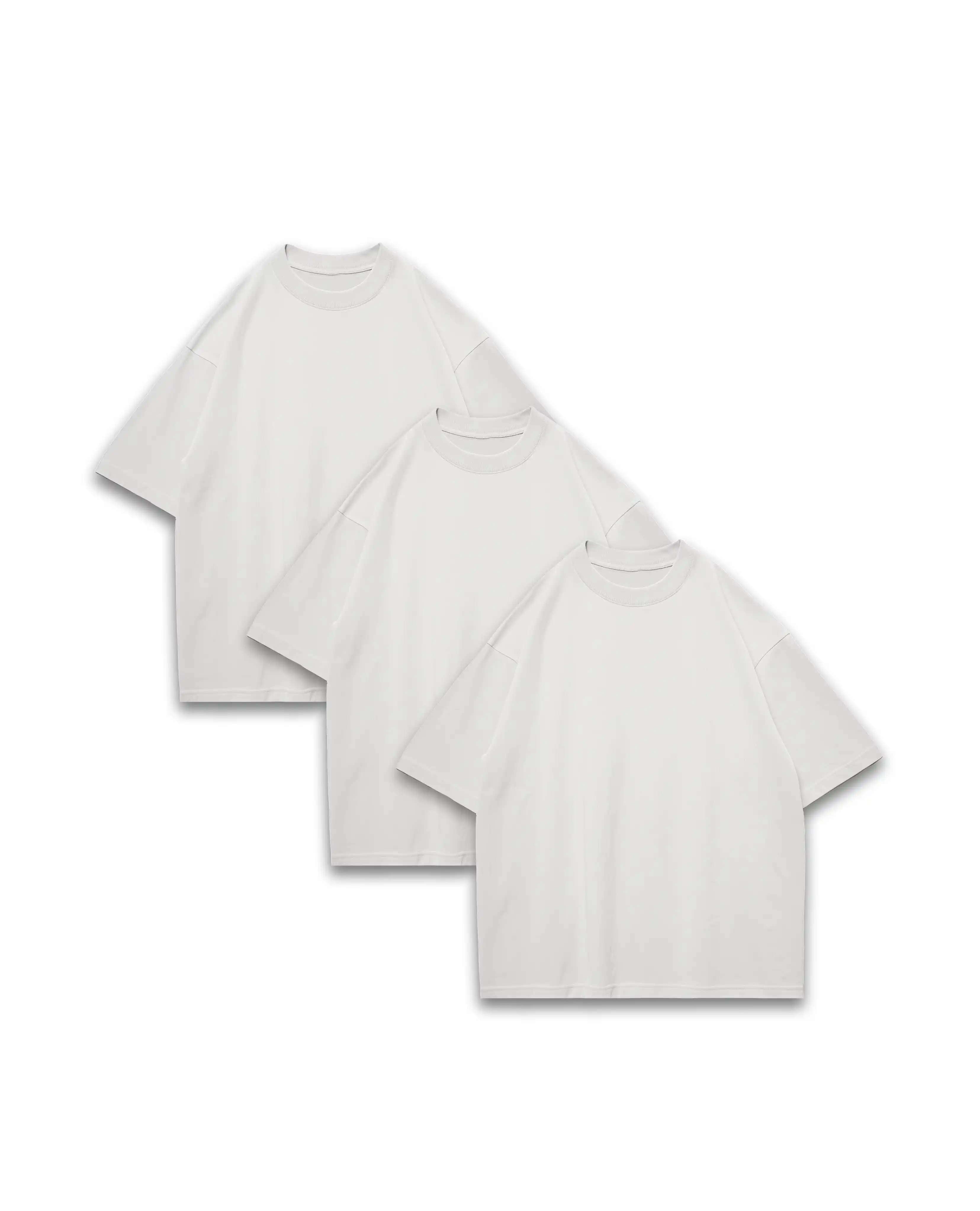 3-Pack, Oversized Heavy organic Tees, White - 310GSM