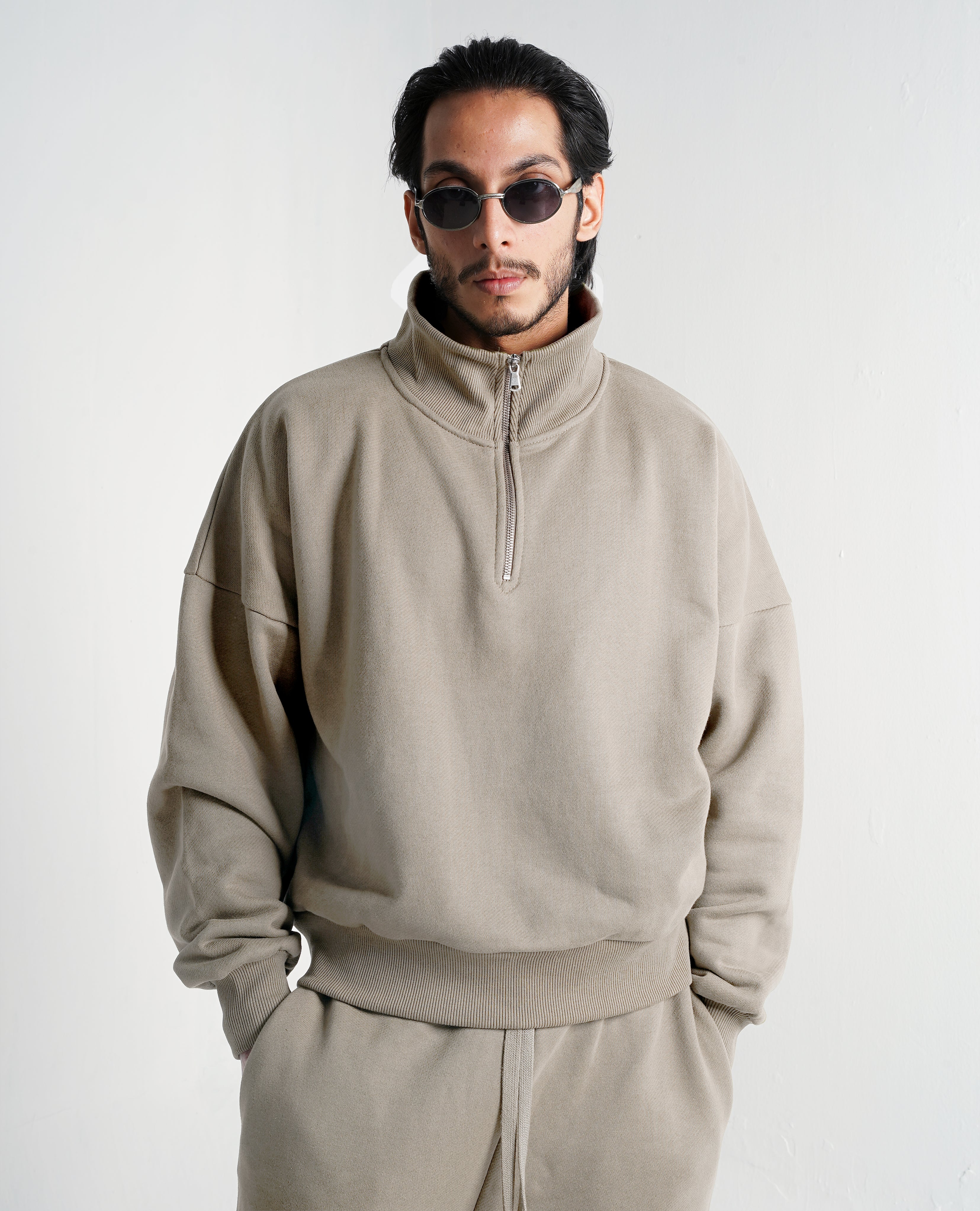 Y28 Ultra Heavy Organic Quarter Zip, Smokey Taupe [Pre-Order Ships Feb 10th]