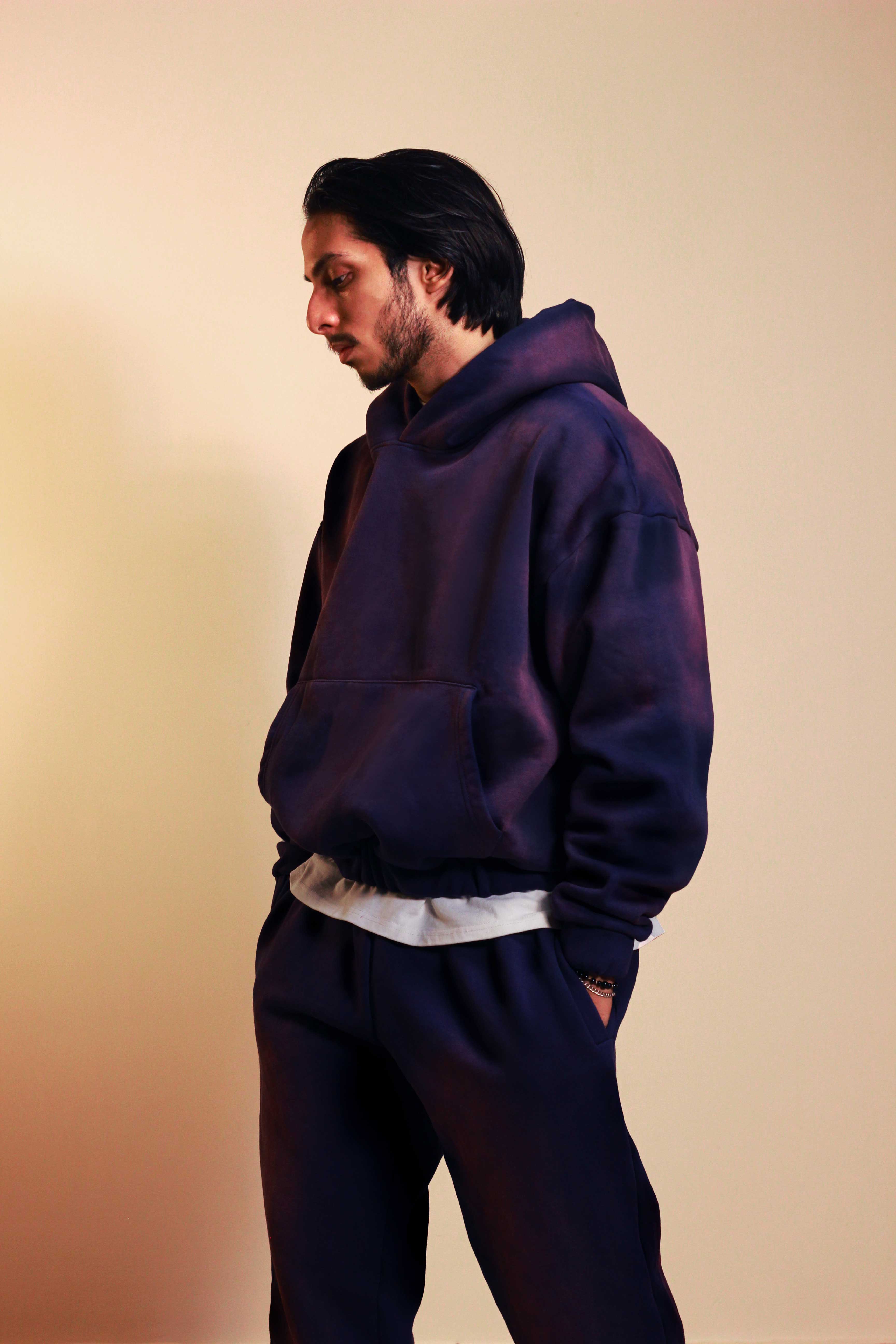 SE465 Oversized Sweat Pants- Deep Purple Rust Wash