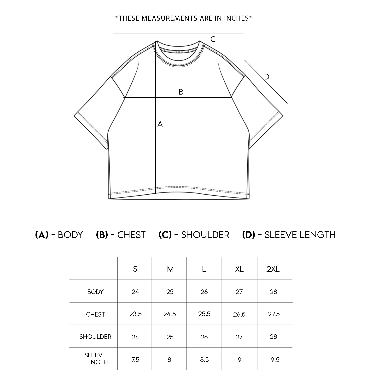 TP34 Boxy Cropped 3-Pack, Heavy 345GSM Organic Cotton - White size chart