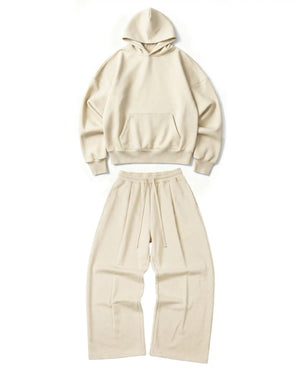 Ultra Heavy 520GSM GOTS Organic Hoodie+Baggy Pleat Sweats Artic Wolf