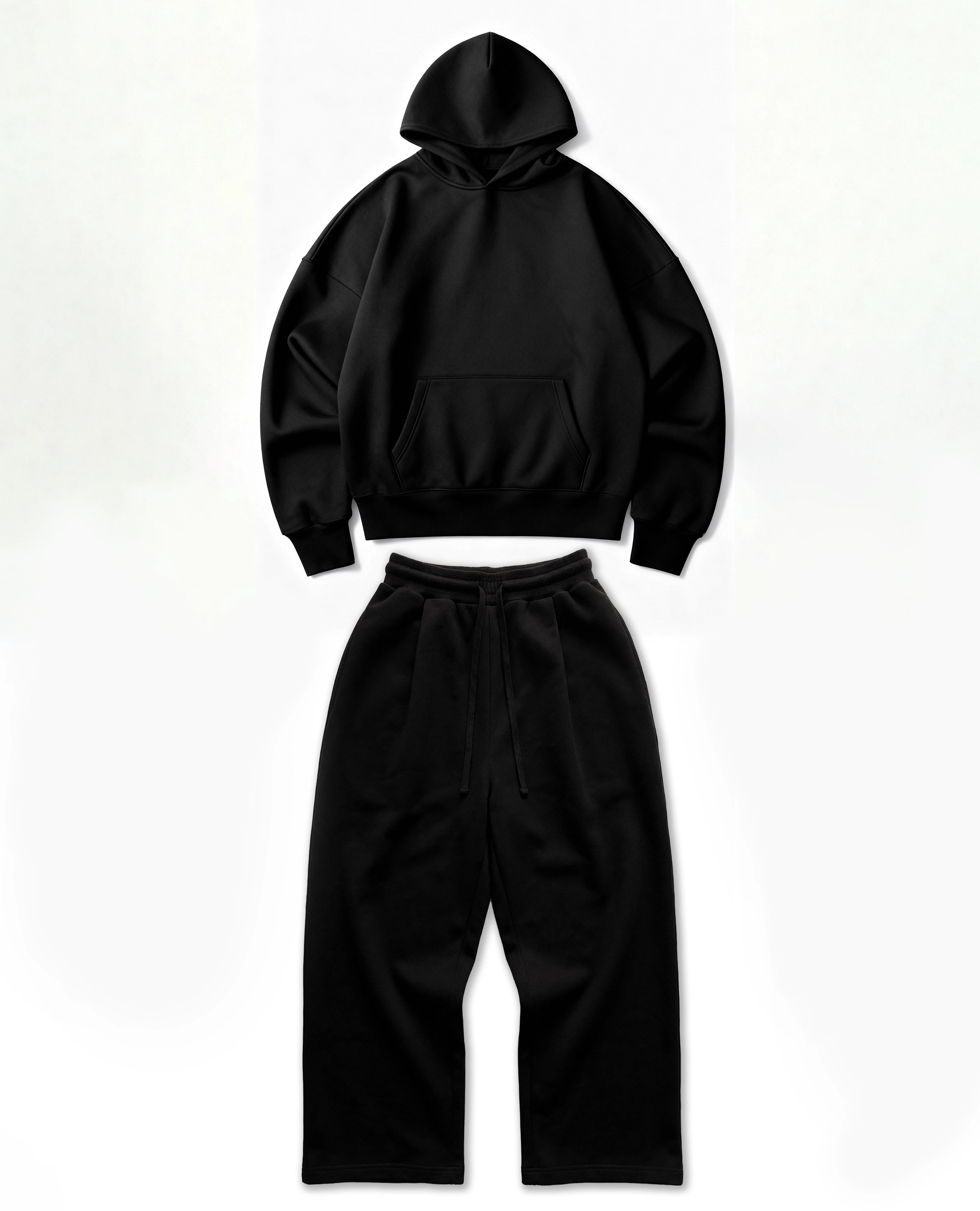 Ultra Heavy 520GSM GOTS Organic Hoodie+Baggy Pleat Sweats Midnight Black, [PRE-ORDER, SHIPS March 15TH]
