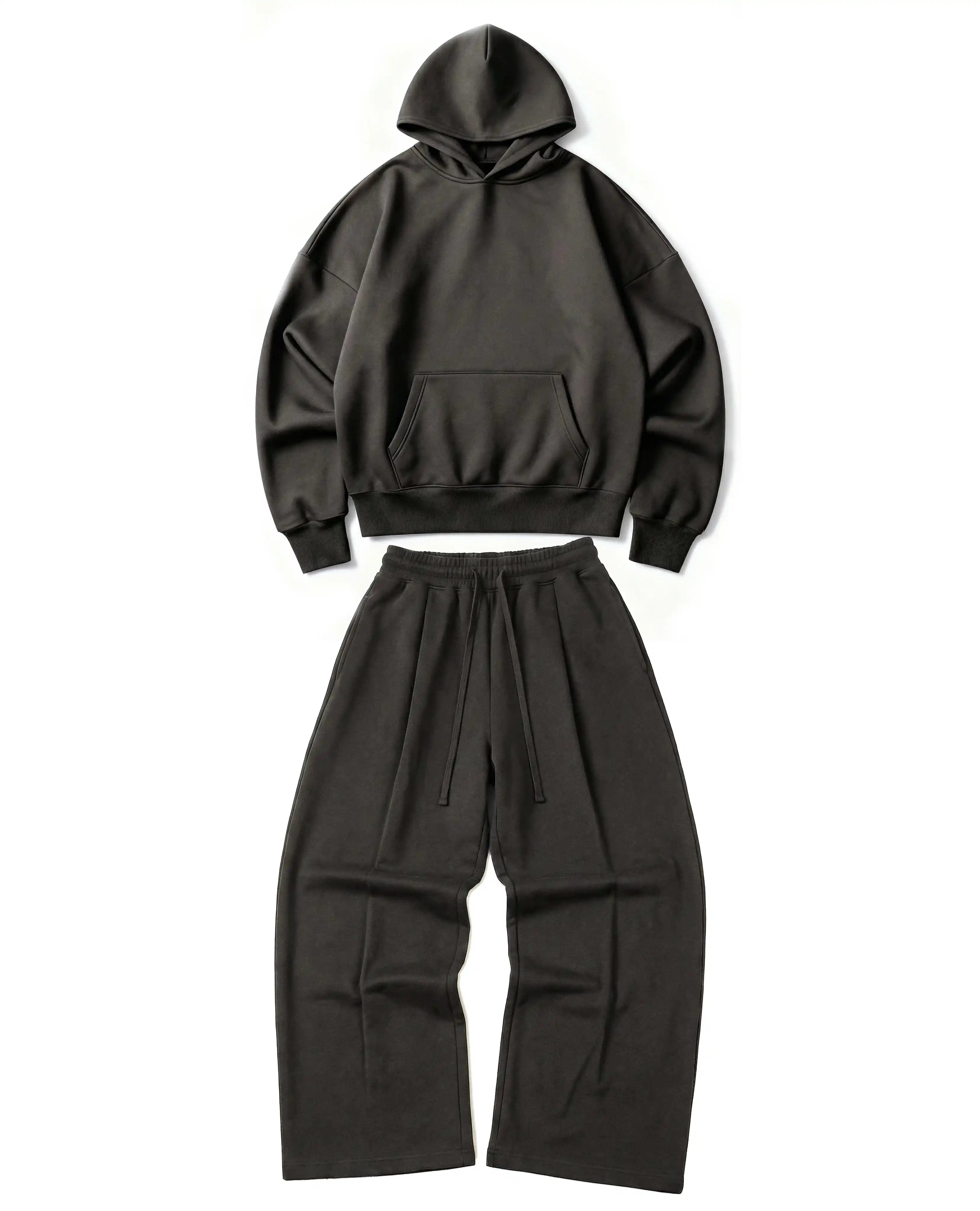 Ultra Heavy 520GSM GOTS Organic Hoodie+Baggy Pleat Sweats Volcanic Ash