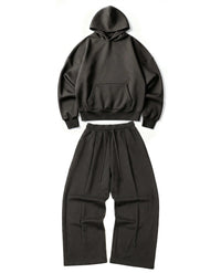 Ultra Heavy 520GSM GOTS Organic Hoodie+Baggy Pleat Sweats Volcanic Ash