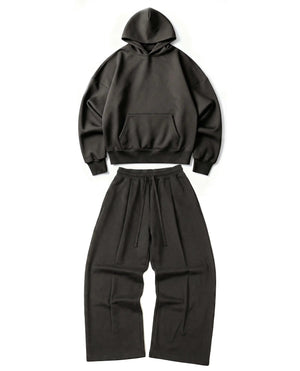Ultra Heavy 520GSM GOTS Organic Hoodie+Baggy Pleat Sweats Volcanic Ash