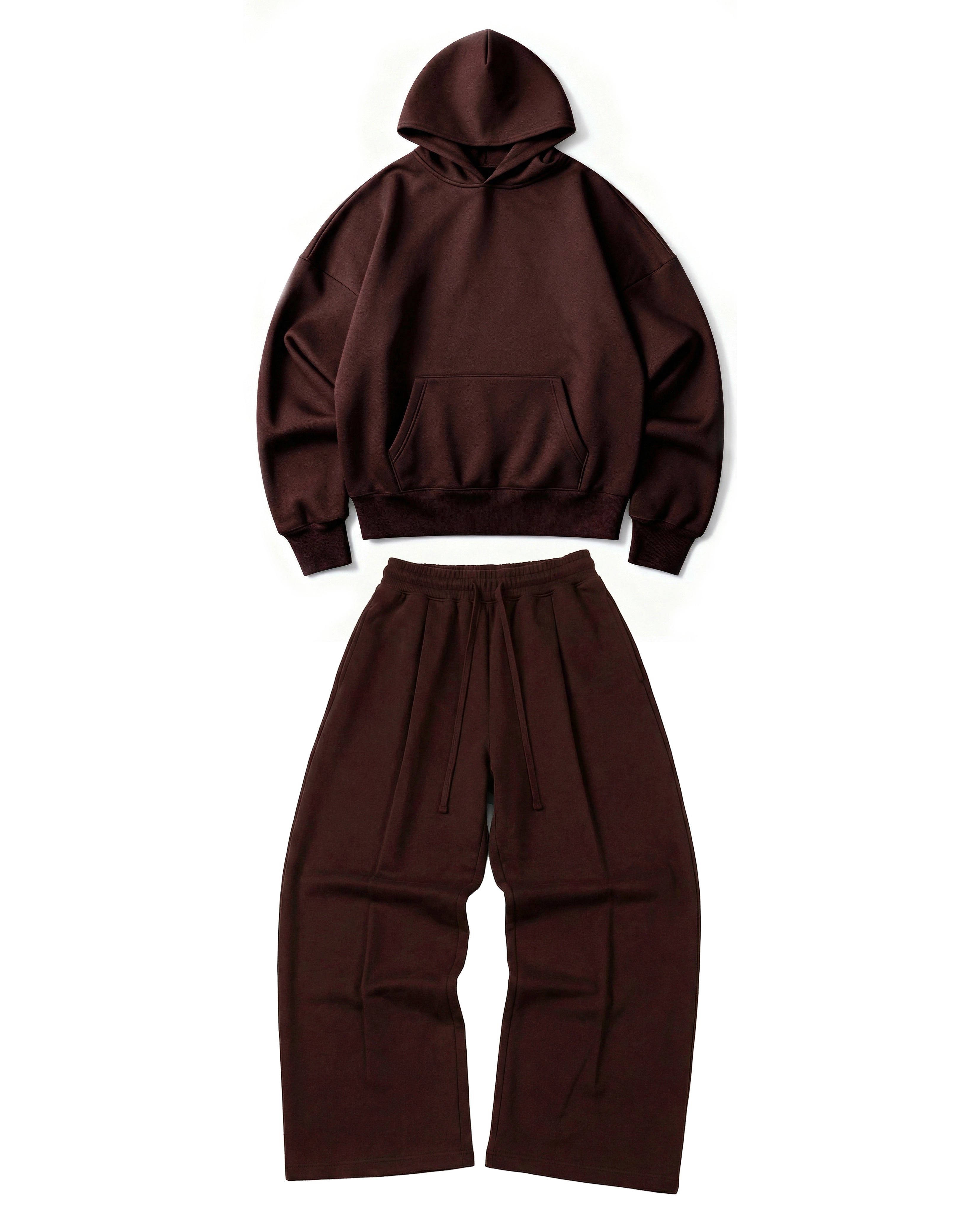 Ultra Heavy 520GSM GOTS Organic Hoodie+Baggy Pleat Sweats Maroon [Pre-order]