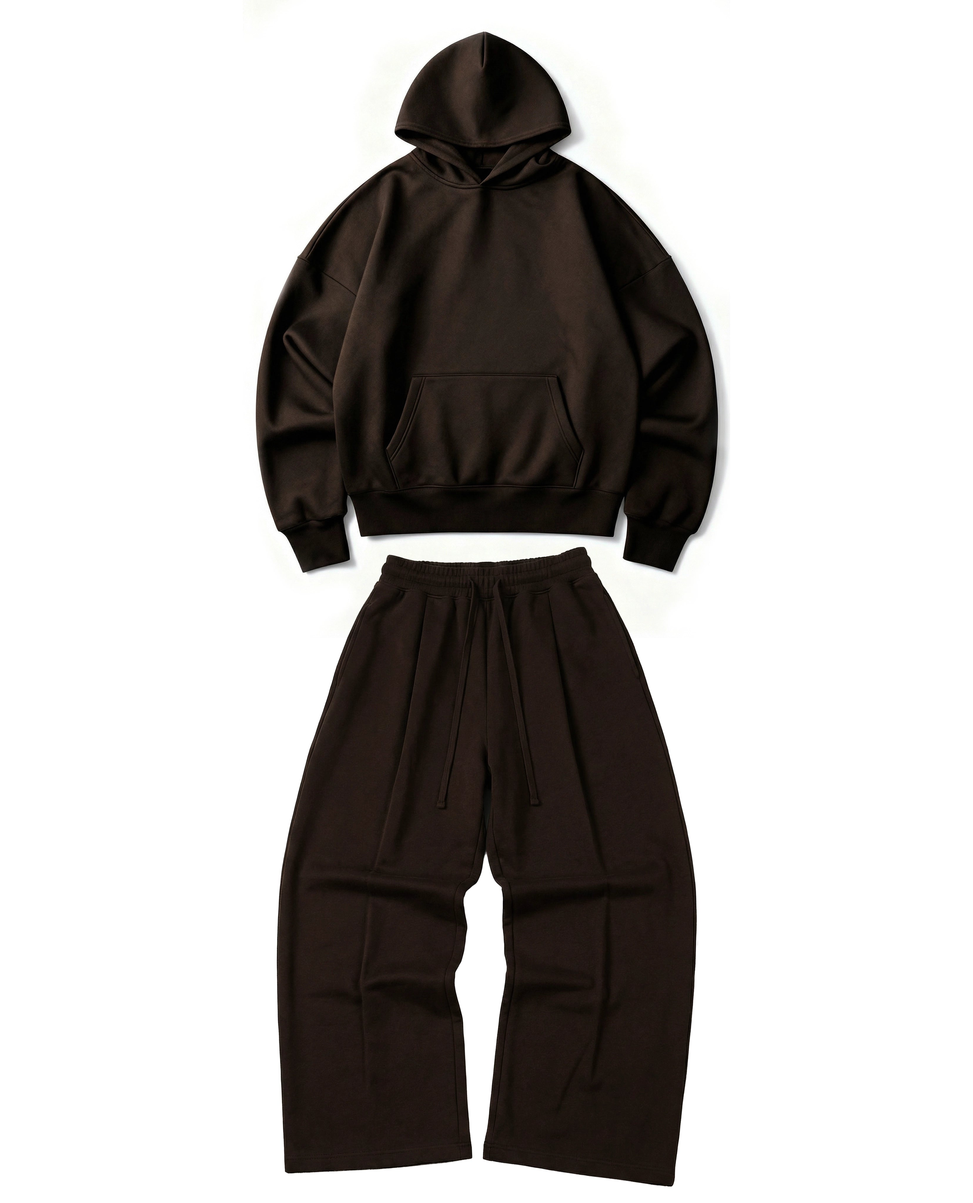 Ultra Heavy 520GSM GOTS Organic Hoodie+Baggy Pleat Sweats Mocha Brown [Pre-Order, Ships Feb 15]