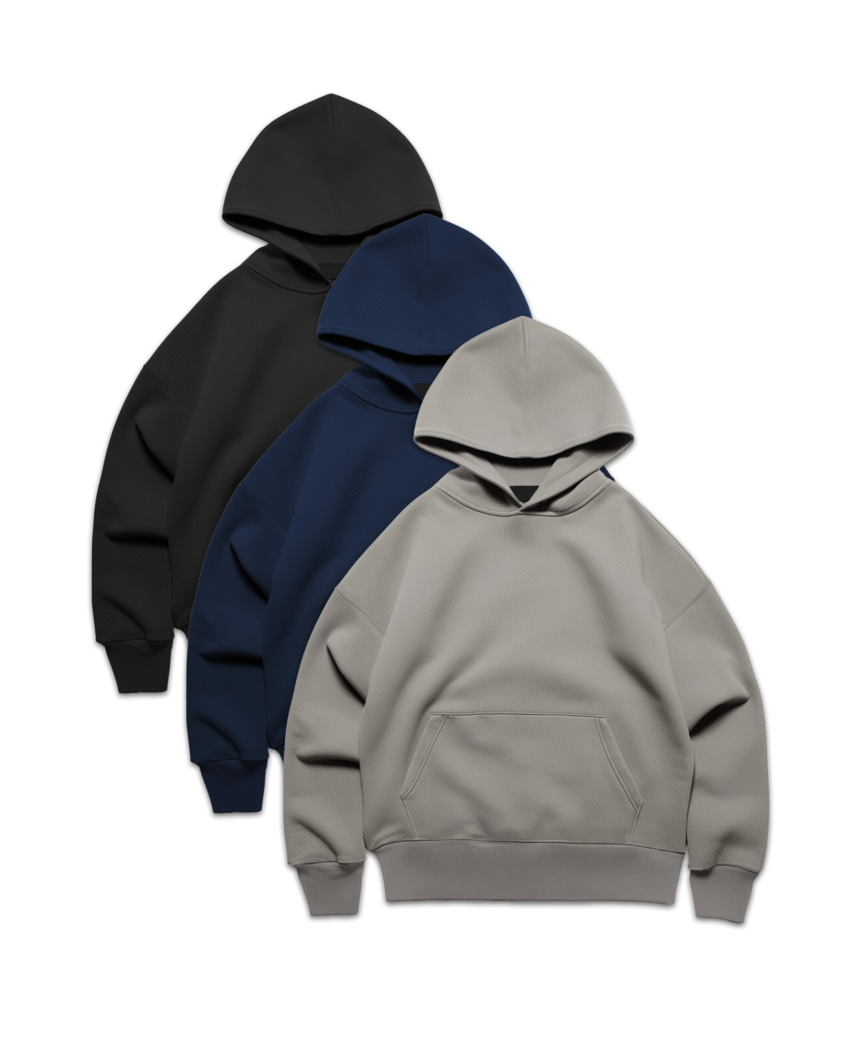 Y27 Ultra Heavy Organic Pull-Overs, Black/Navy/Smokey, Hoodie 3-Pack
