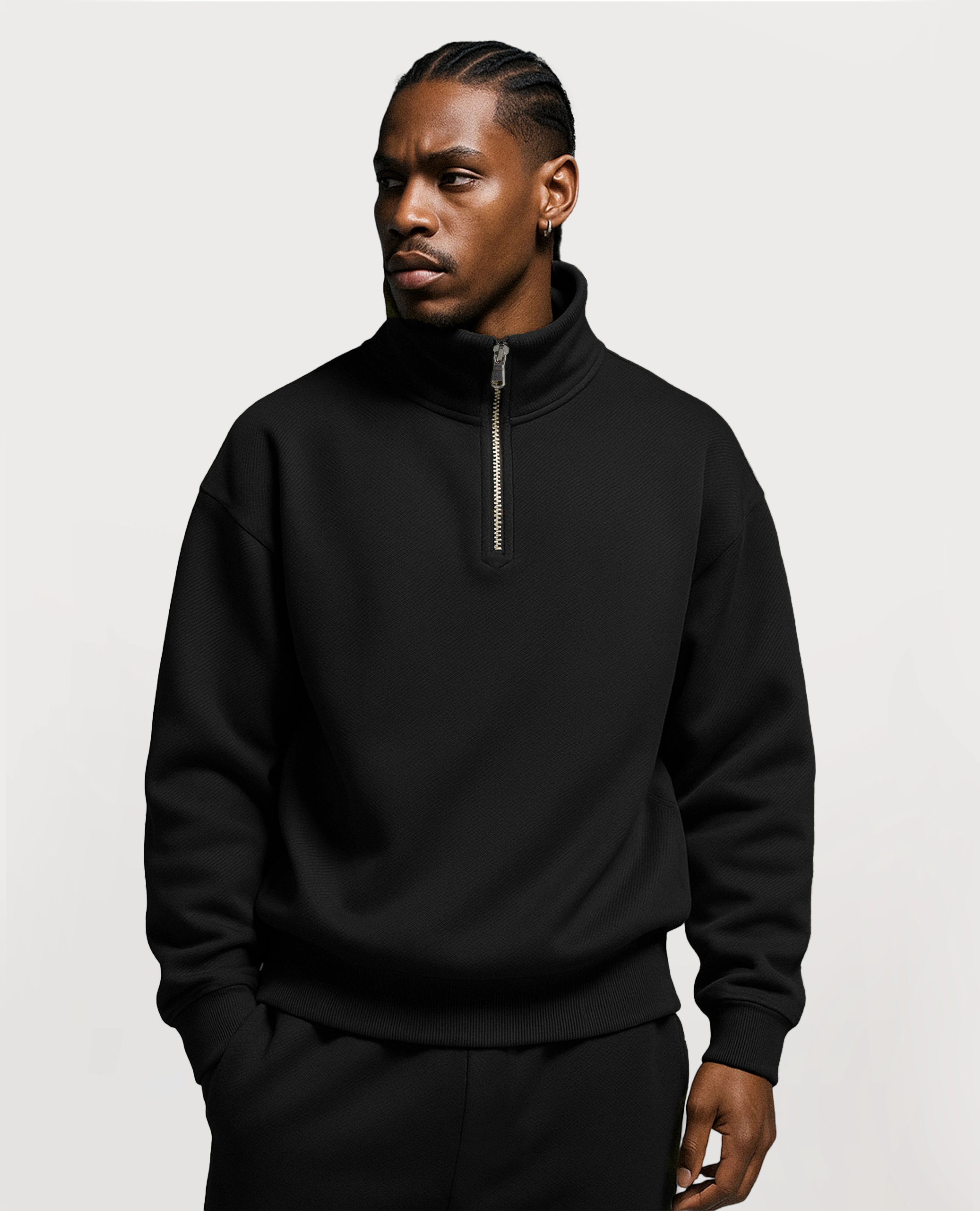Y28 Ultra Heavy Organic Quarter Zip, Jet-Black