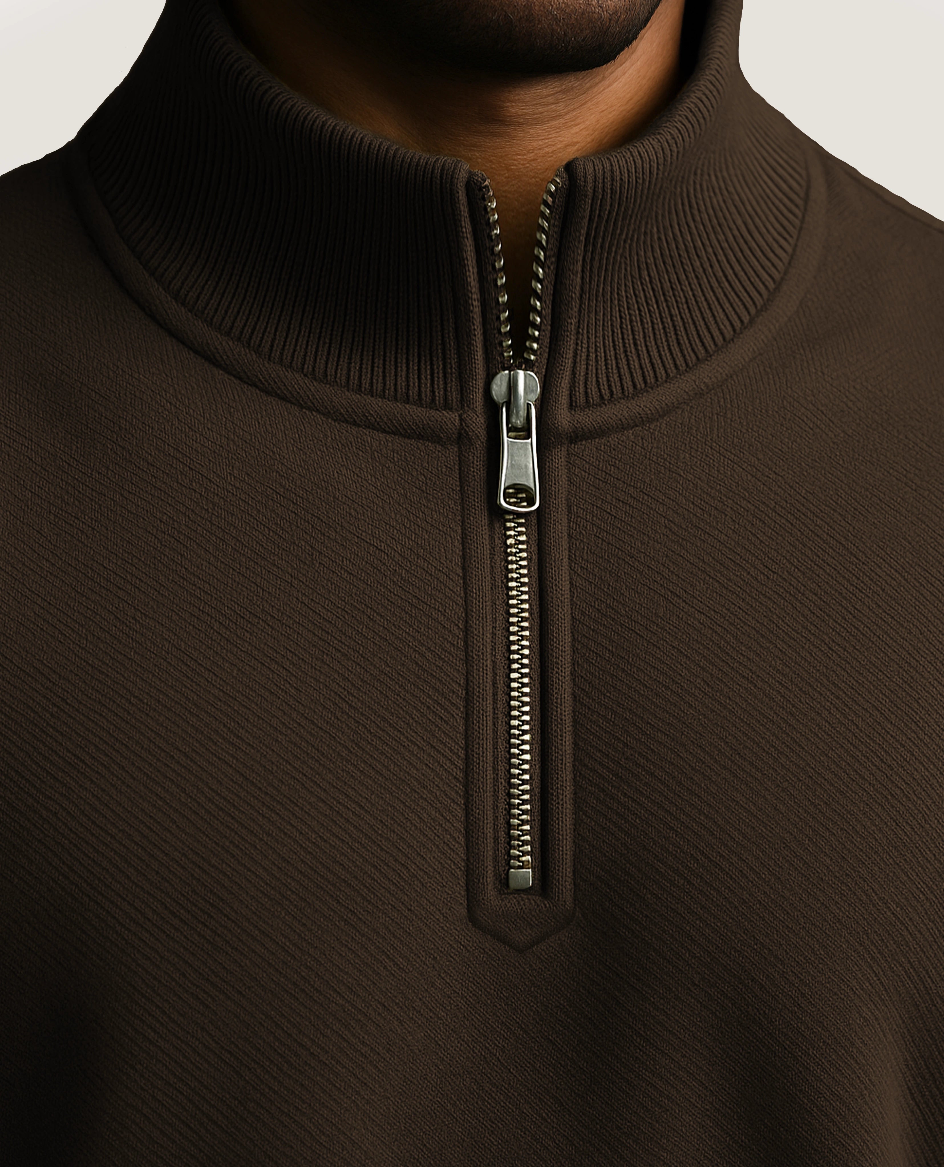 Y28 Ultra Heavy Organic Quarter Zip, Mocha Brown