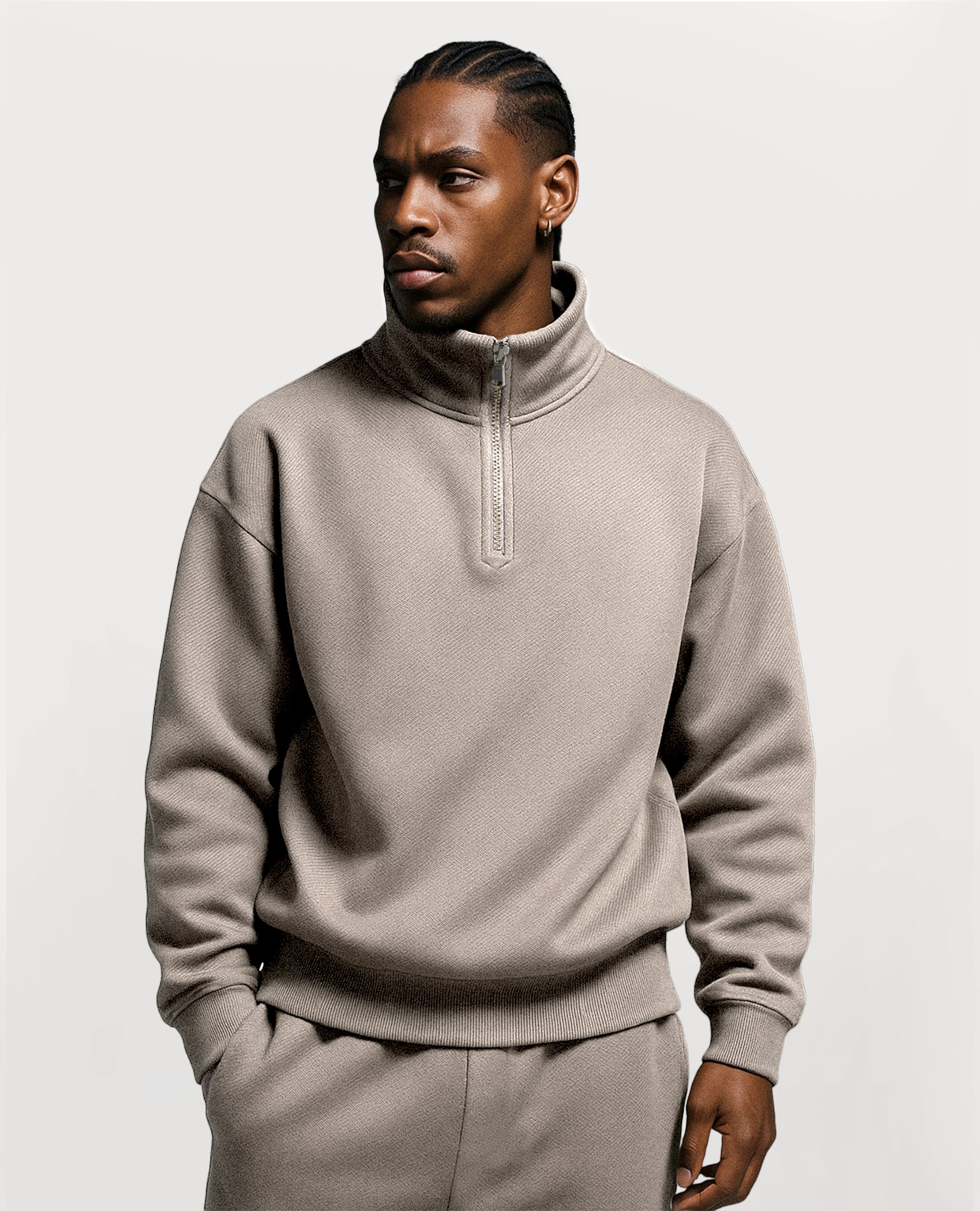 Y28 Ultra Heavy Organic Quarter Zip, Smokey Taupe