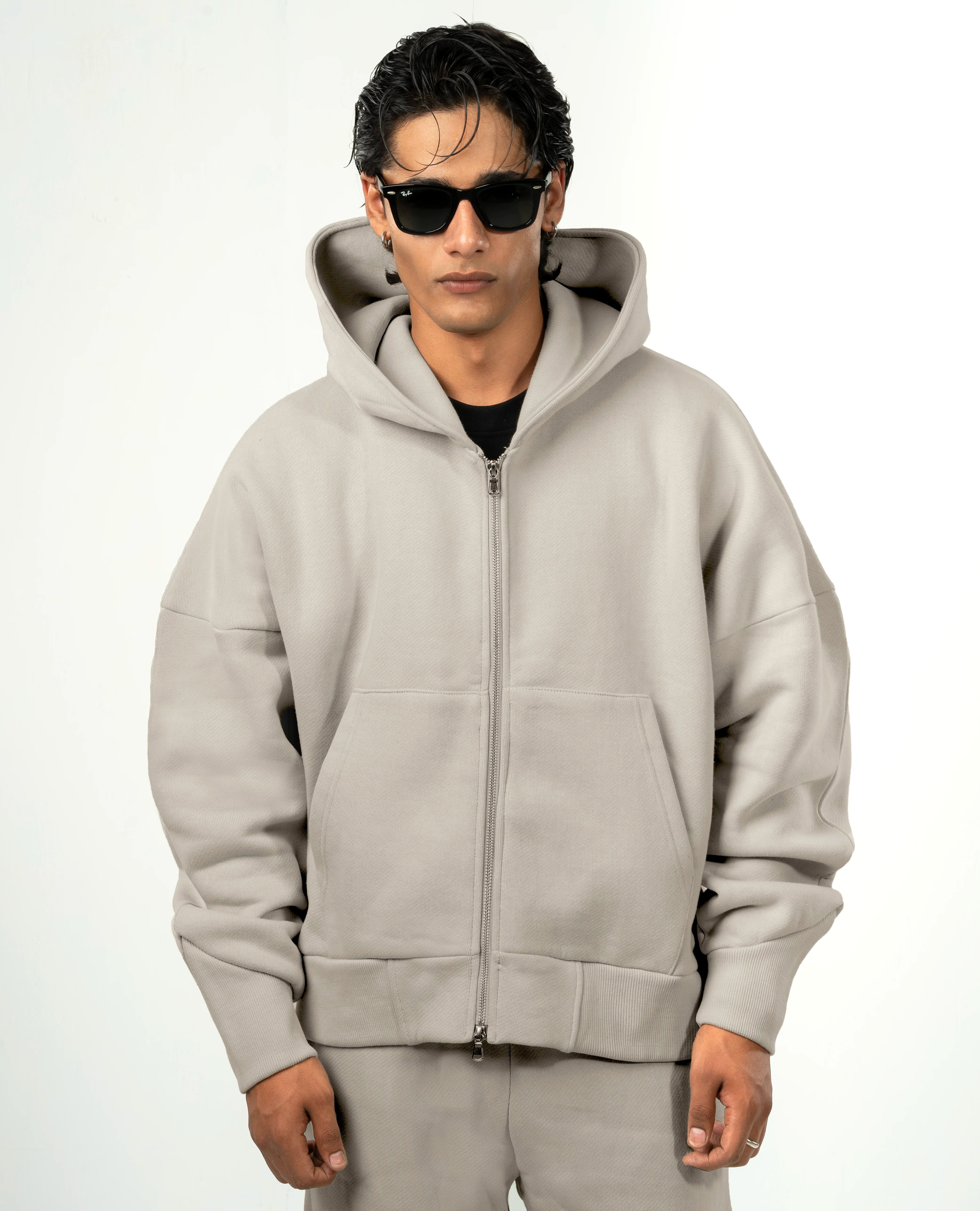 Y30 Ultra Heavy Organic Double Zip hoodie, Smokey Taupe