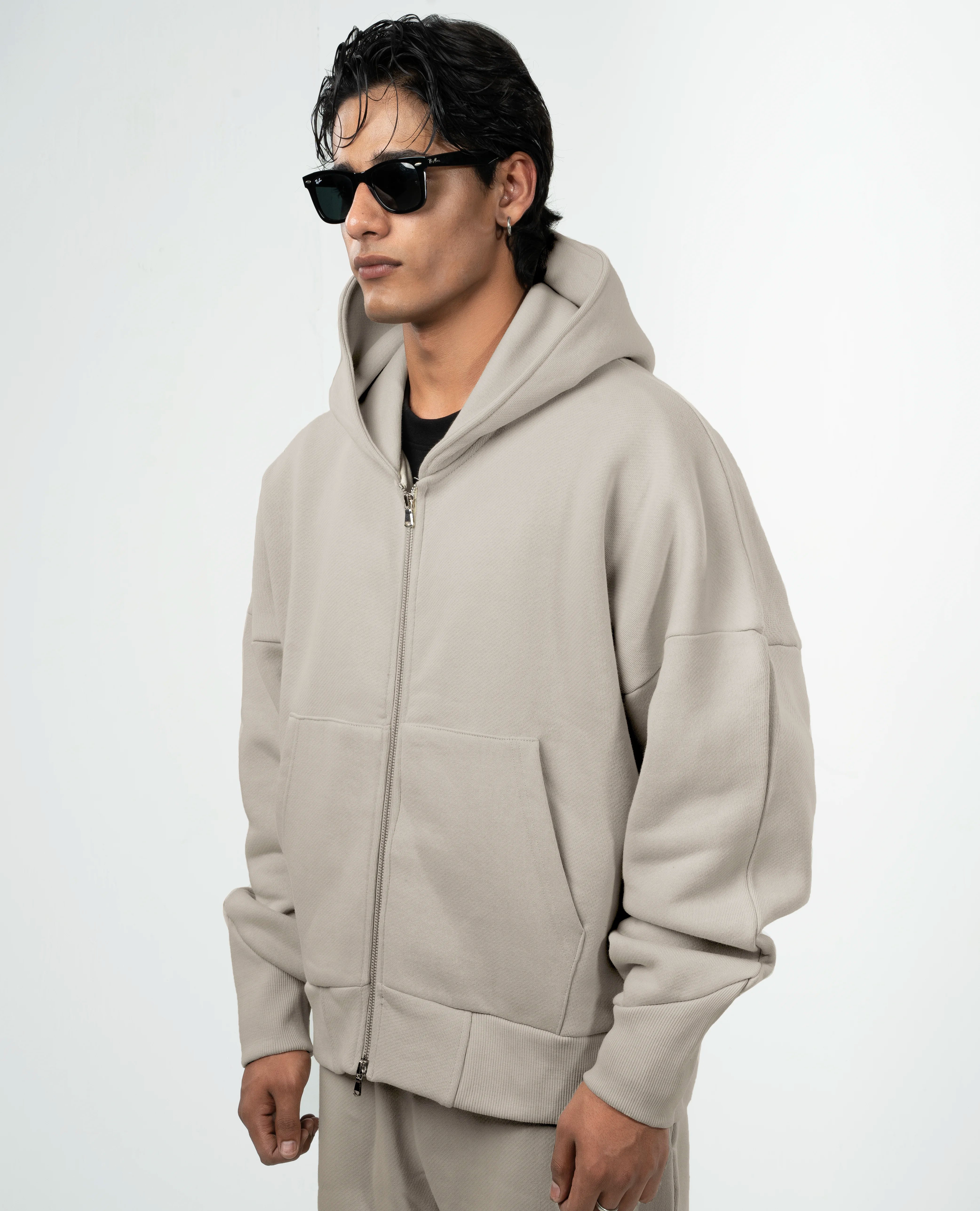 Y30 Ultra Heavy Organic Double Zip hoodie, Smokey Taupe