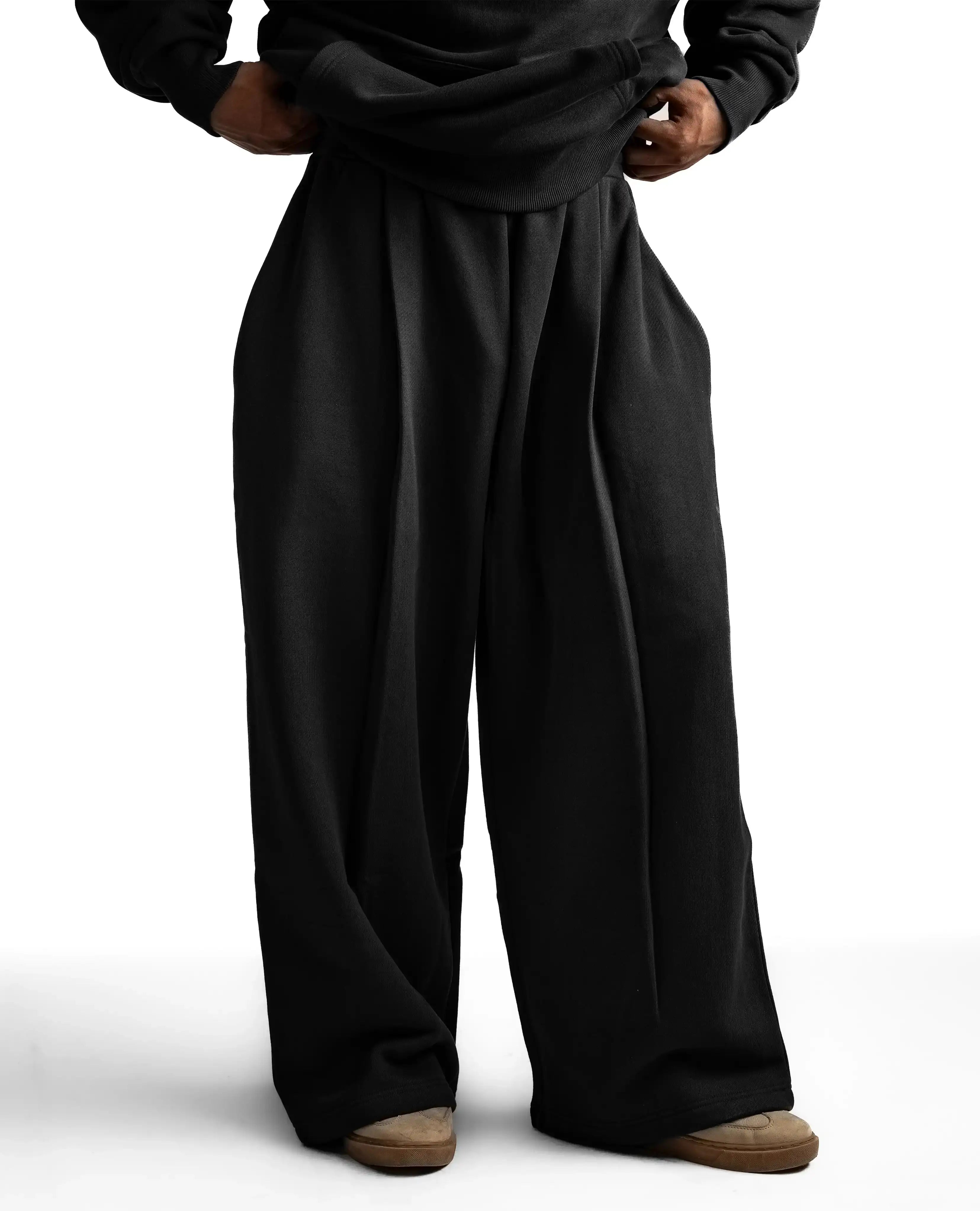 Y33 Pleated Baggy Organic Sweatpants - Midnight Black [Pre-order]