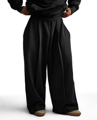 Y33 Designer Pleated Organic Sweatpants — 520GSM, Baggy Oversized, Midnight Black